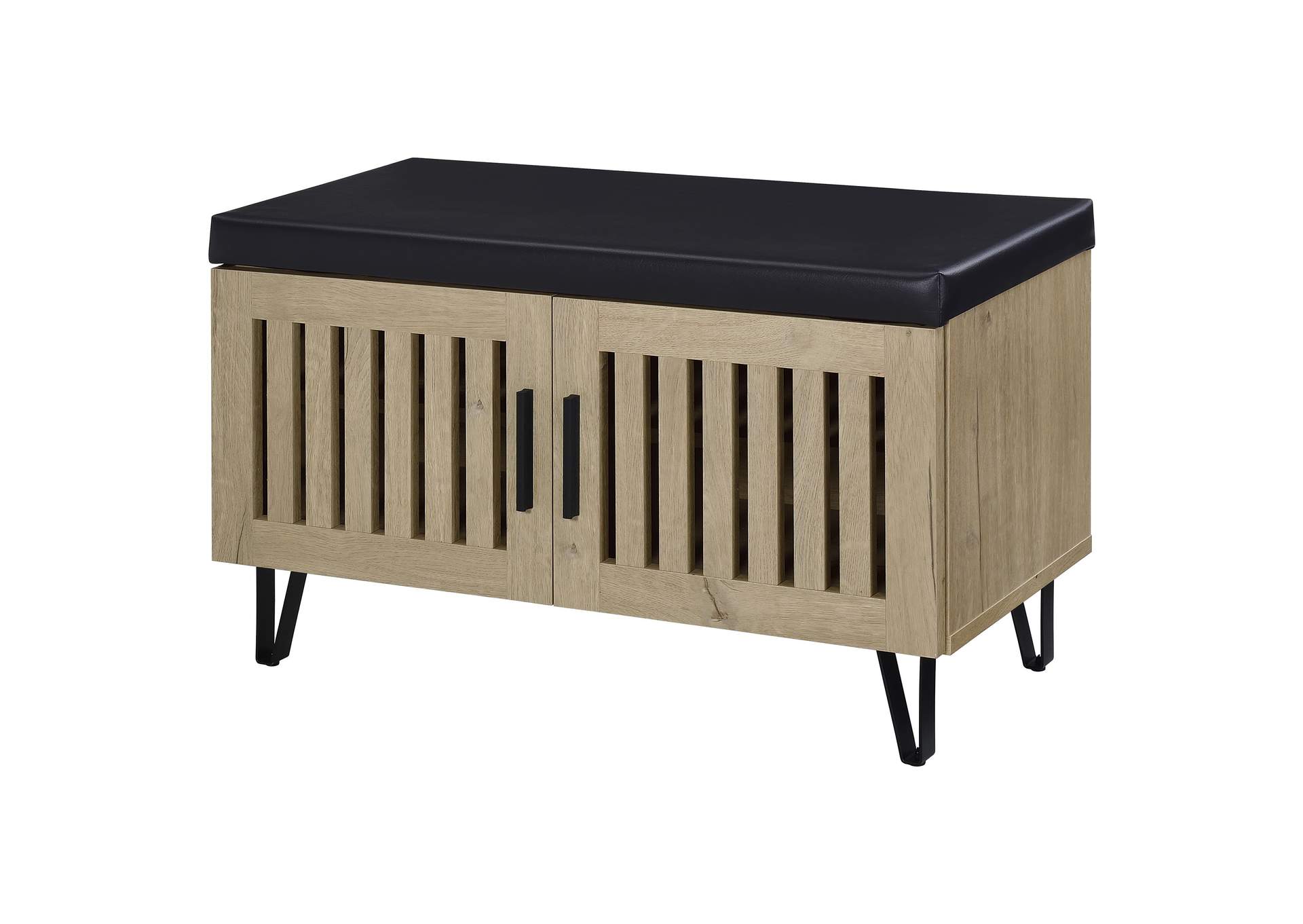 Brixton 2-door Padded Entryway Shoe Storage Bench White Oak