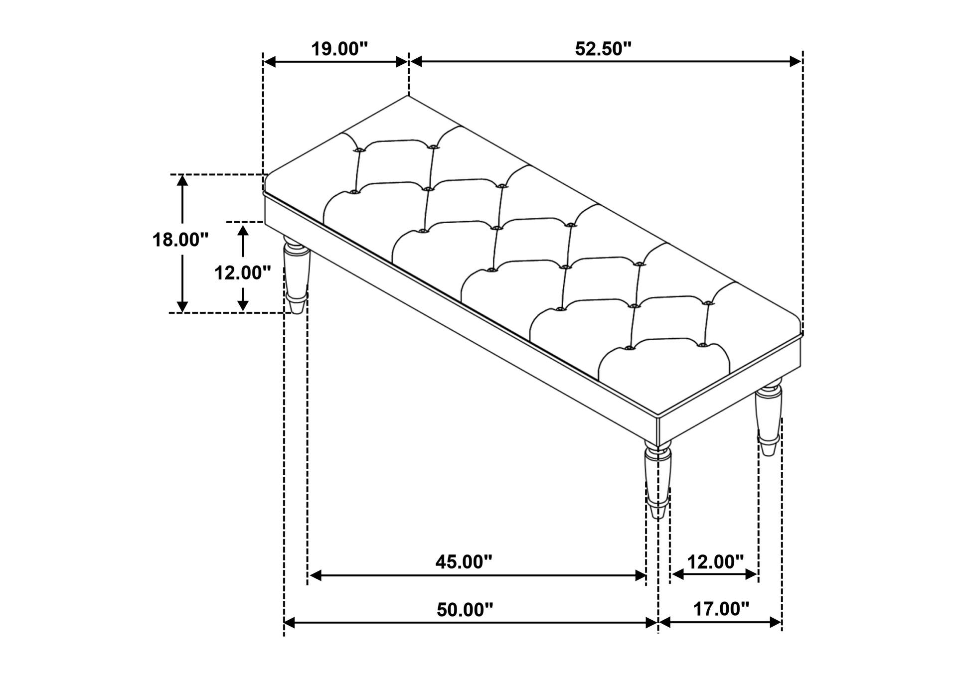 Marsha 52-inch Upholstered Entryway Accent Bench Latte image 8