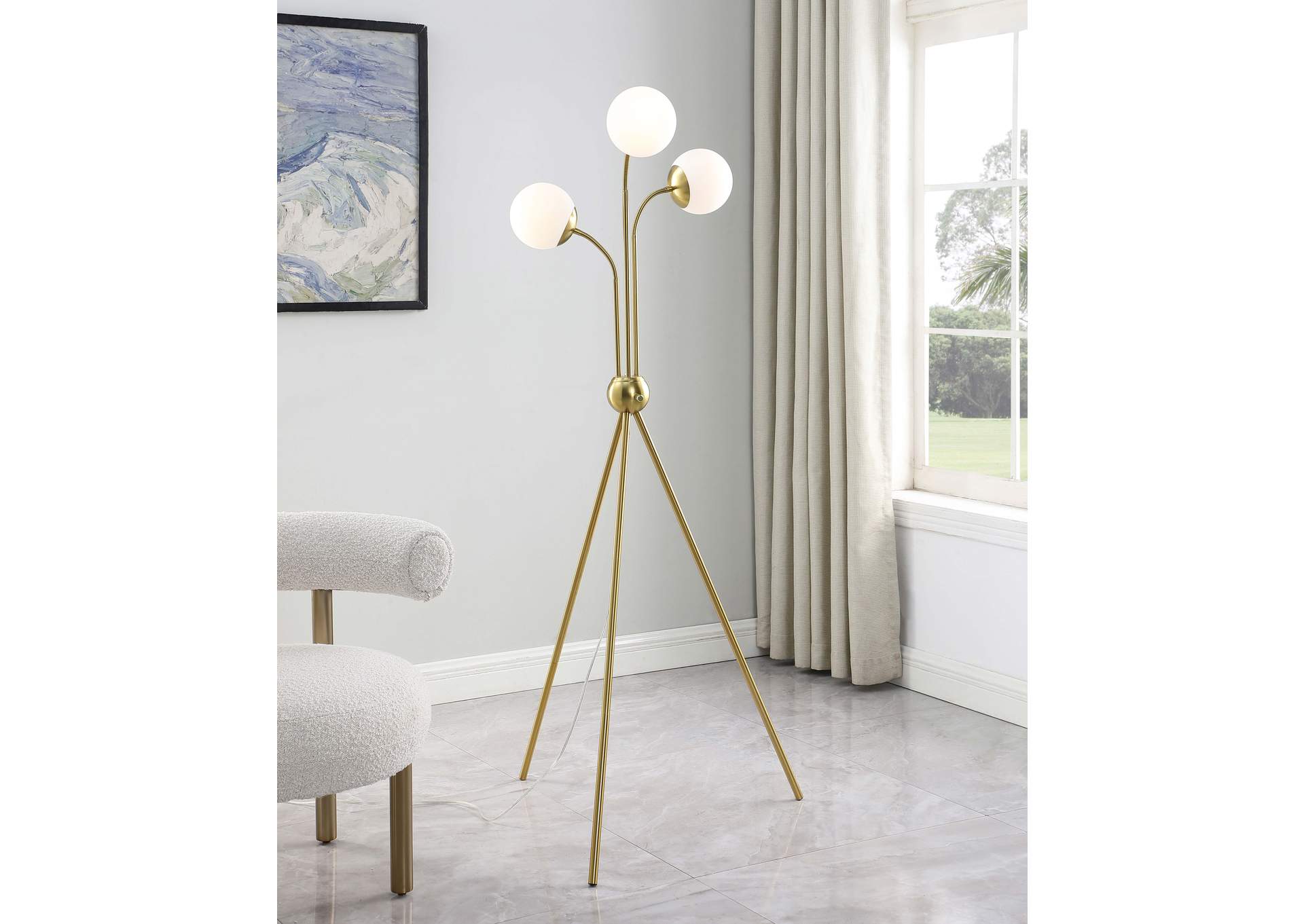 Miley 66-inch Spherical Bulb Tripod Tree Floor Lamp Gold
