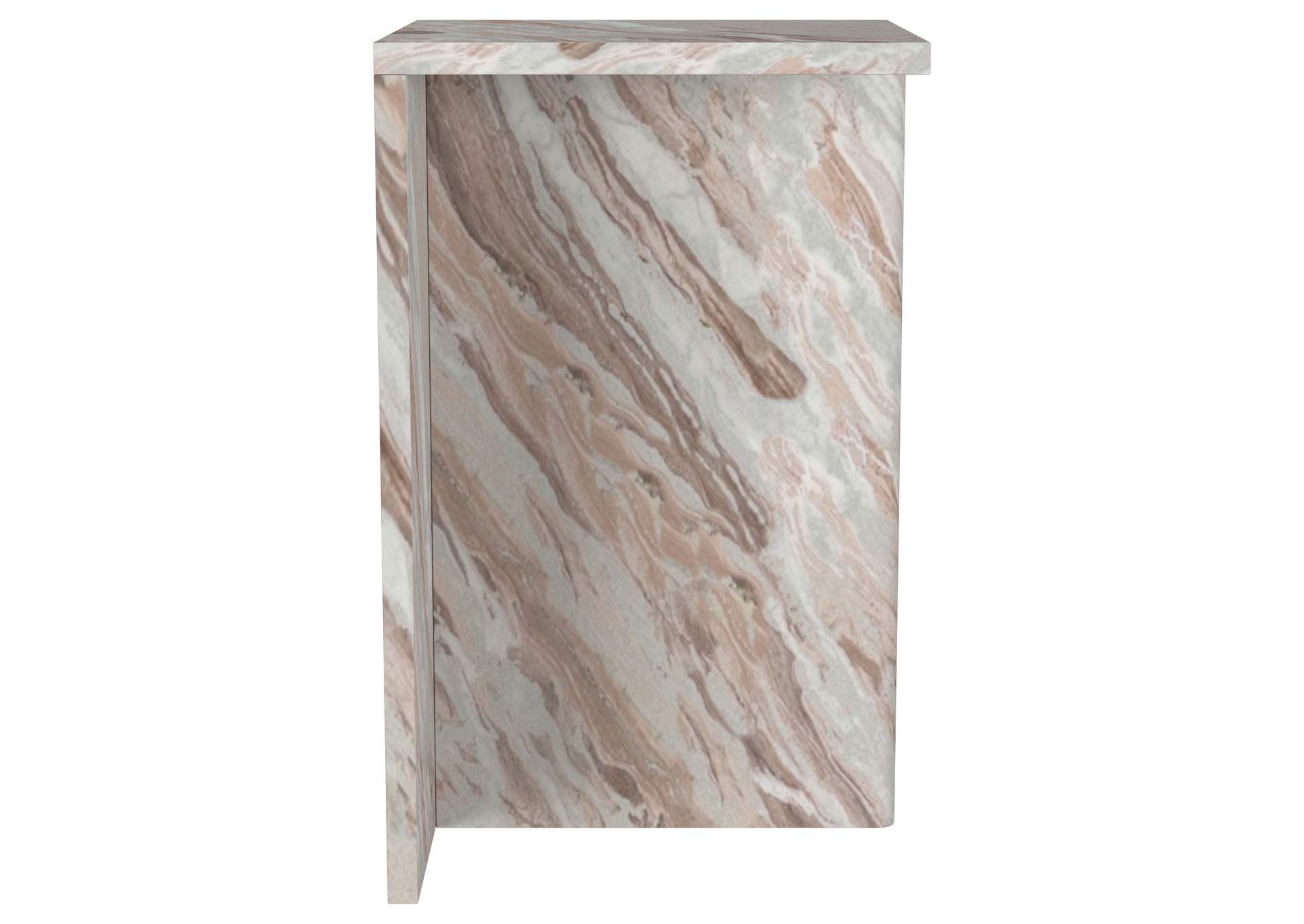 Bowdoin Genuine Marble Accent Side Table Grey