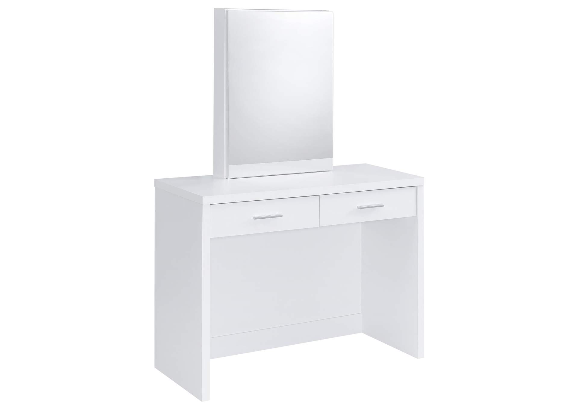 Bunbury Makeup Vanity Table Set Storage Mirror and Stool White image 19