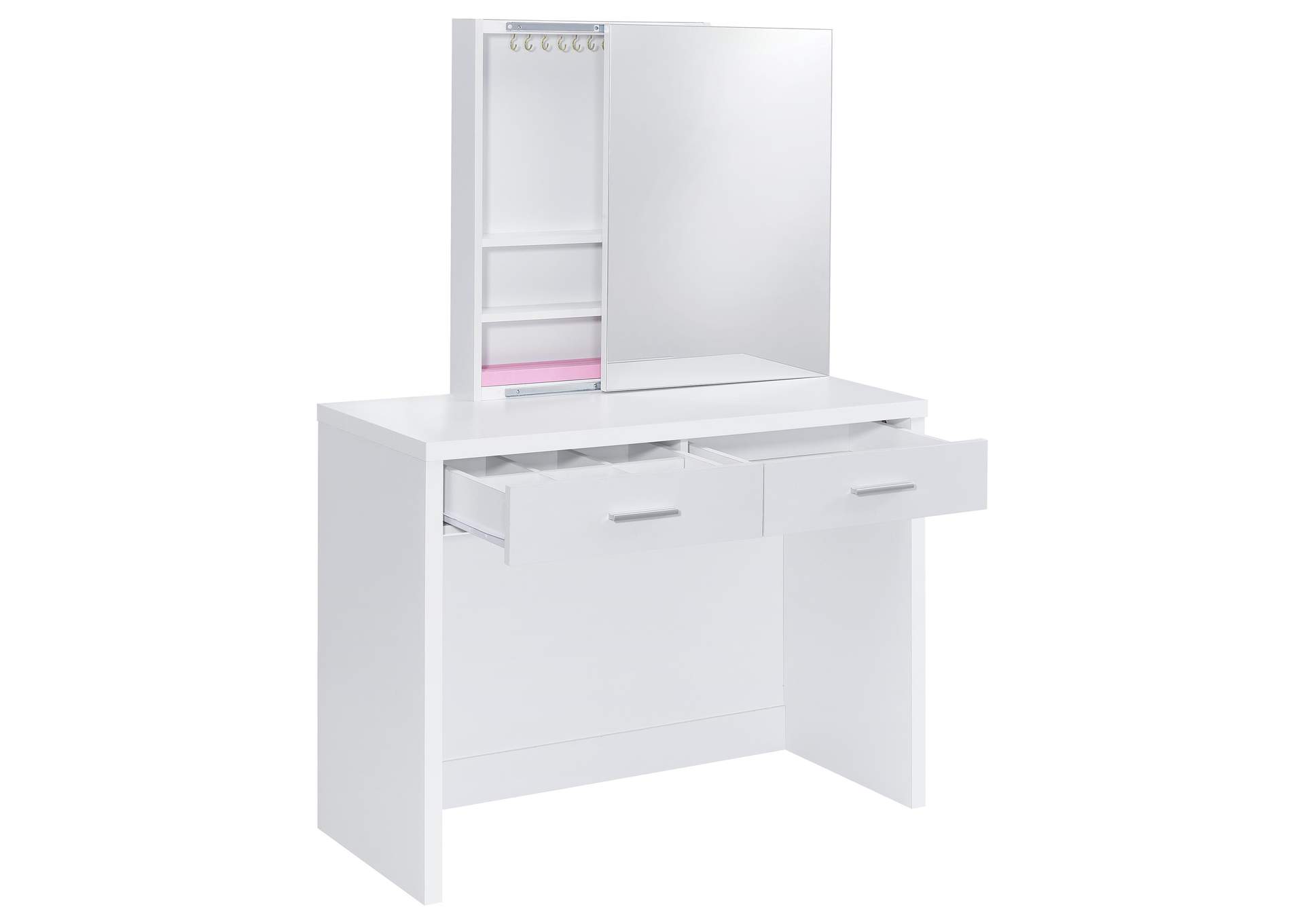 Bunbury Makeup Vanity Table Set Storage Mirror and Stool White image 18