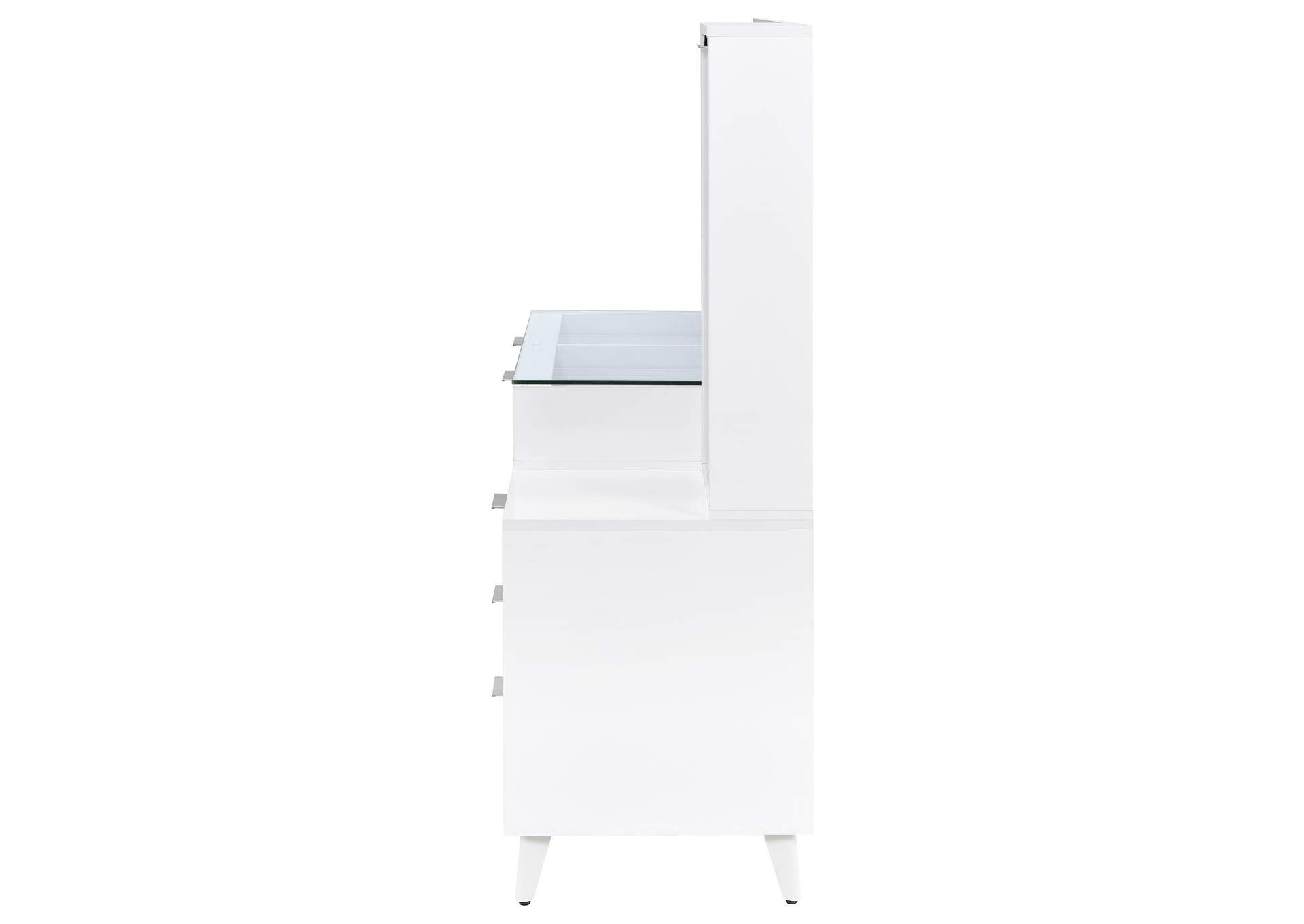 Souza 5-Drawer Makeup Vanity Table With LED Mirror White High Gloss image 8
