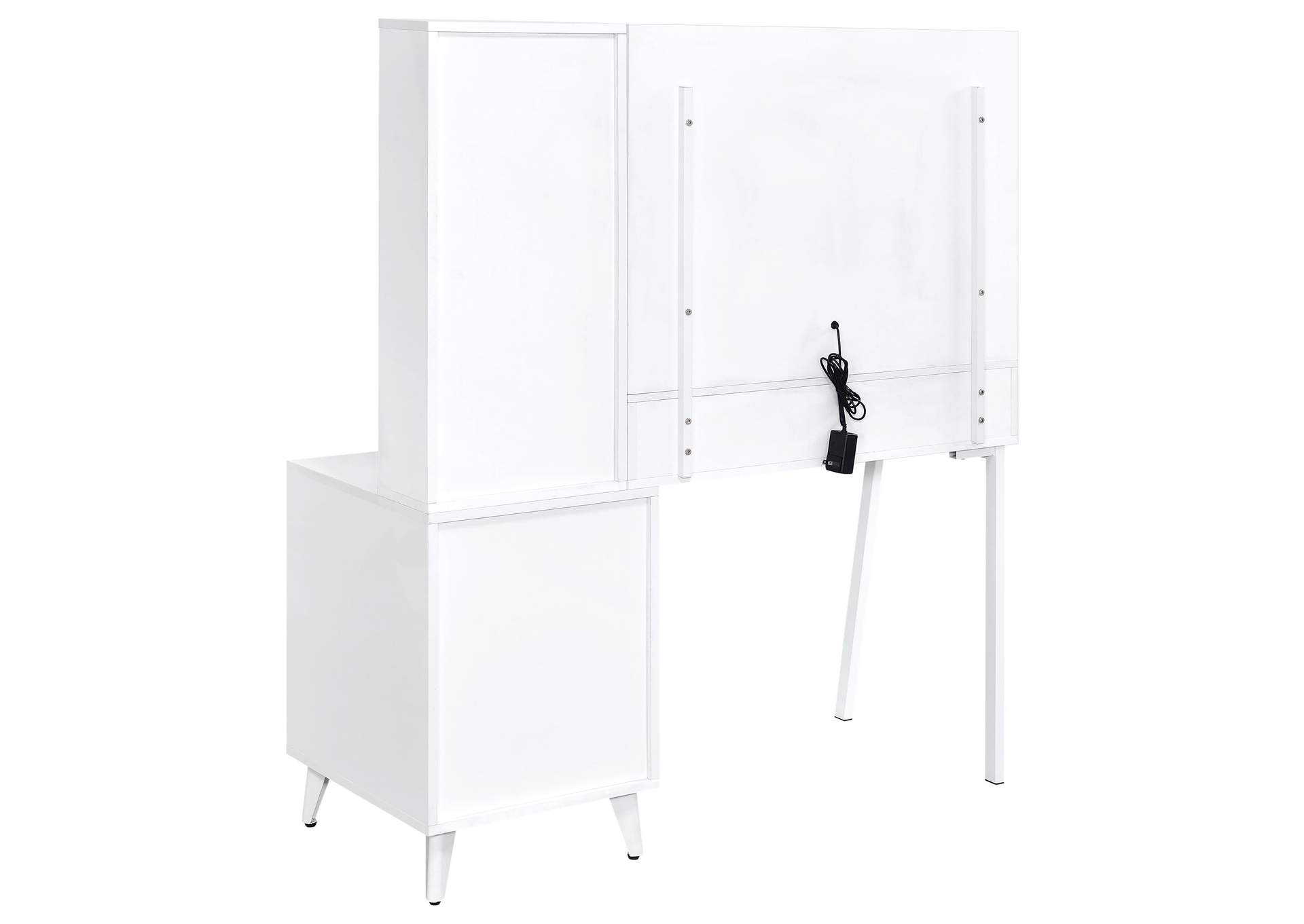 Souza 5-Drawer Makeup Vanity Table With LED Mirror White High Gloss image 9