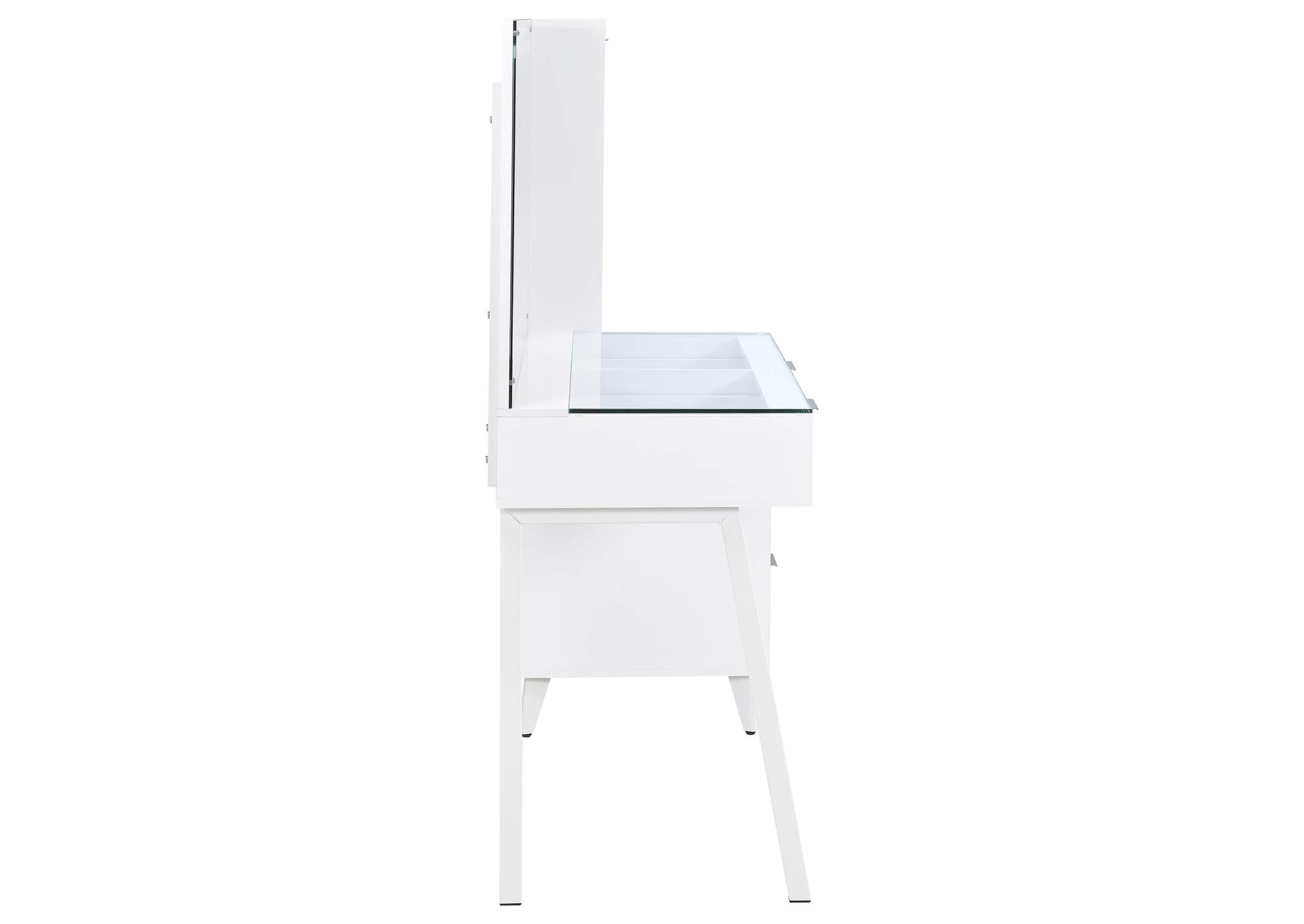 Souza 5-Drawer Makeup Vanity Table With LED Mirror White High Gloss image 12