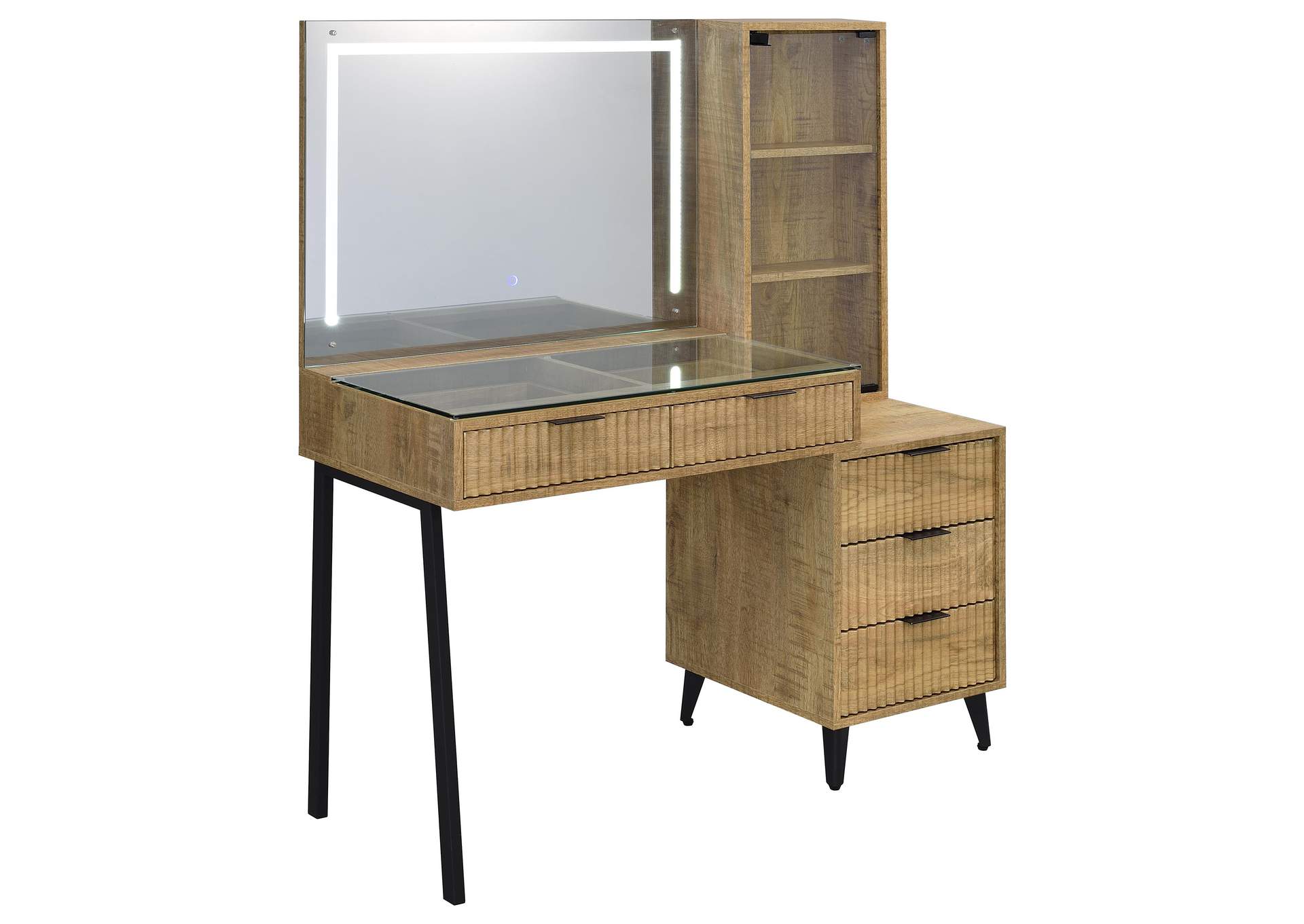Souza 5-Drawer Makeup Vanity Table With LED Mirror Mango image 5