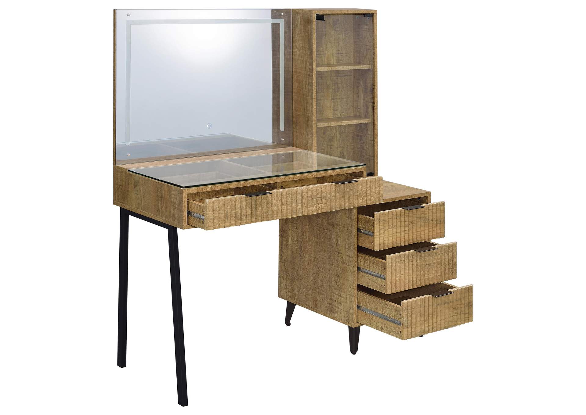 Souza 5-Drawer Makeup Vanity Table With LED Mirror Mango image 6
