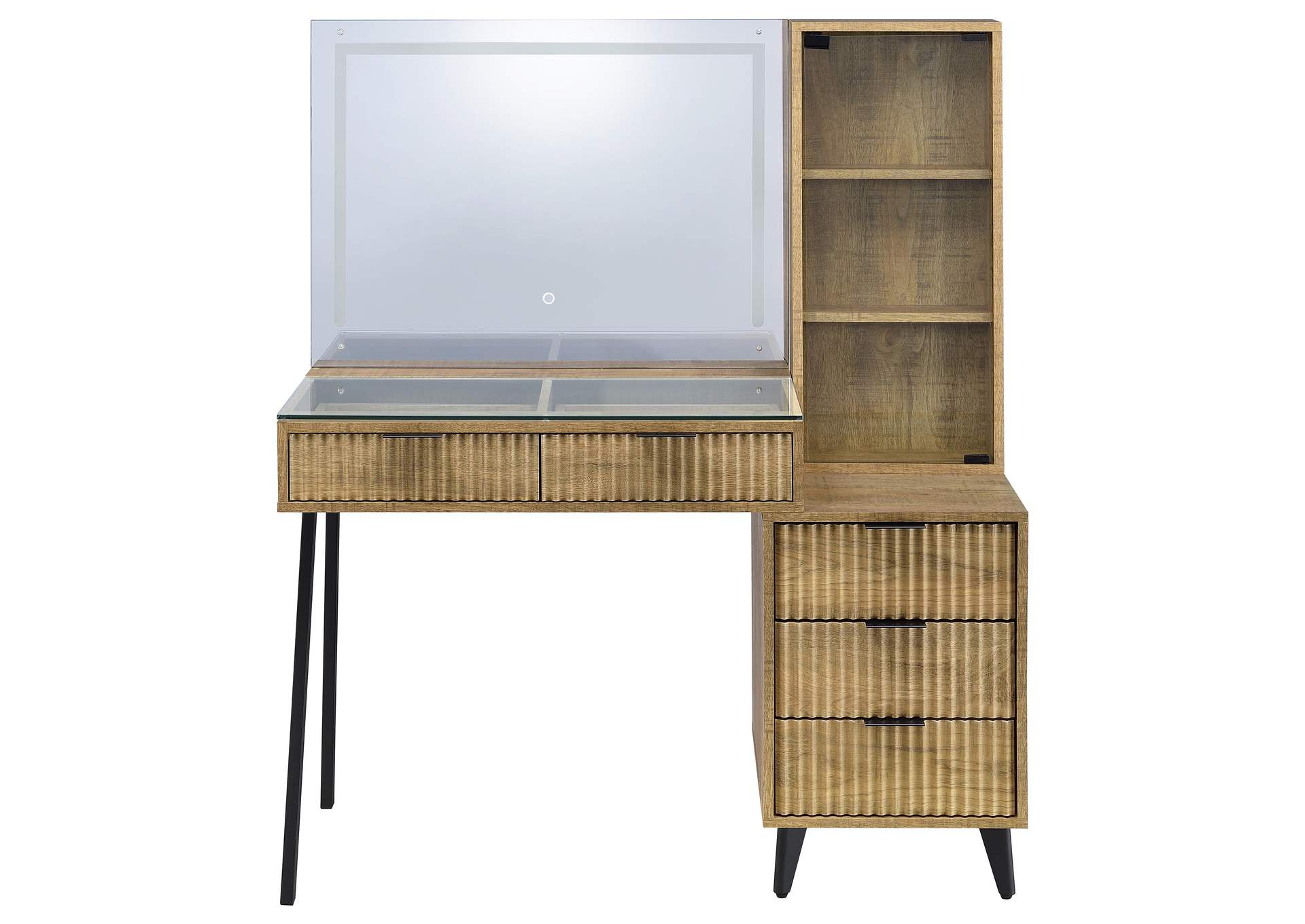 Souza 5-Drawer Makeup Vanity Table With LED Mirror Mango image 7