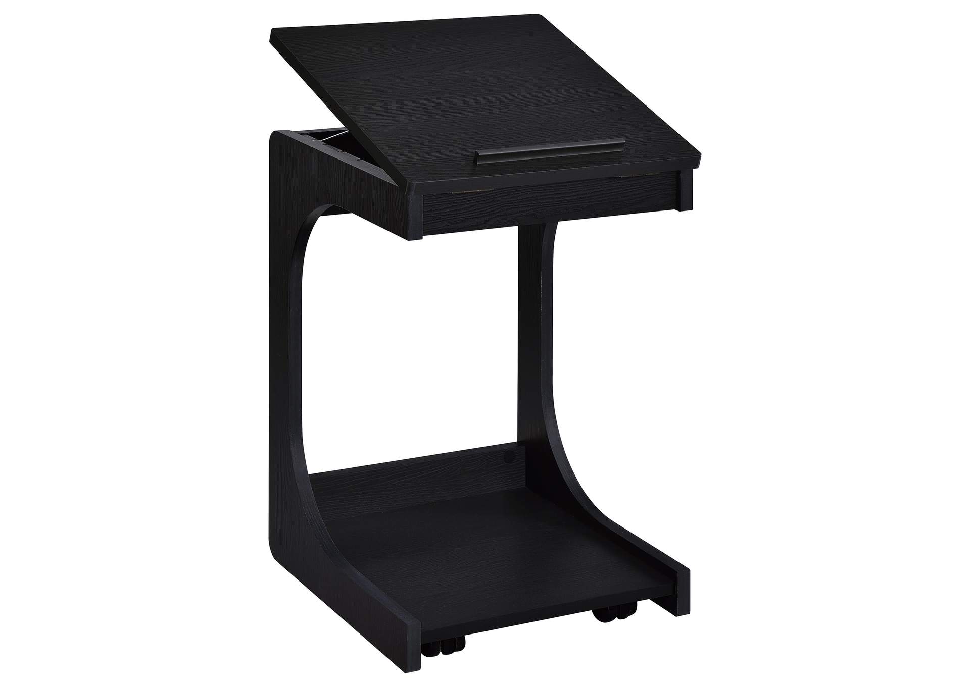 Ralston C-Shaped Lift-Top Sofa Side Table With Casters Black image 5