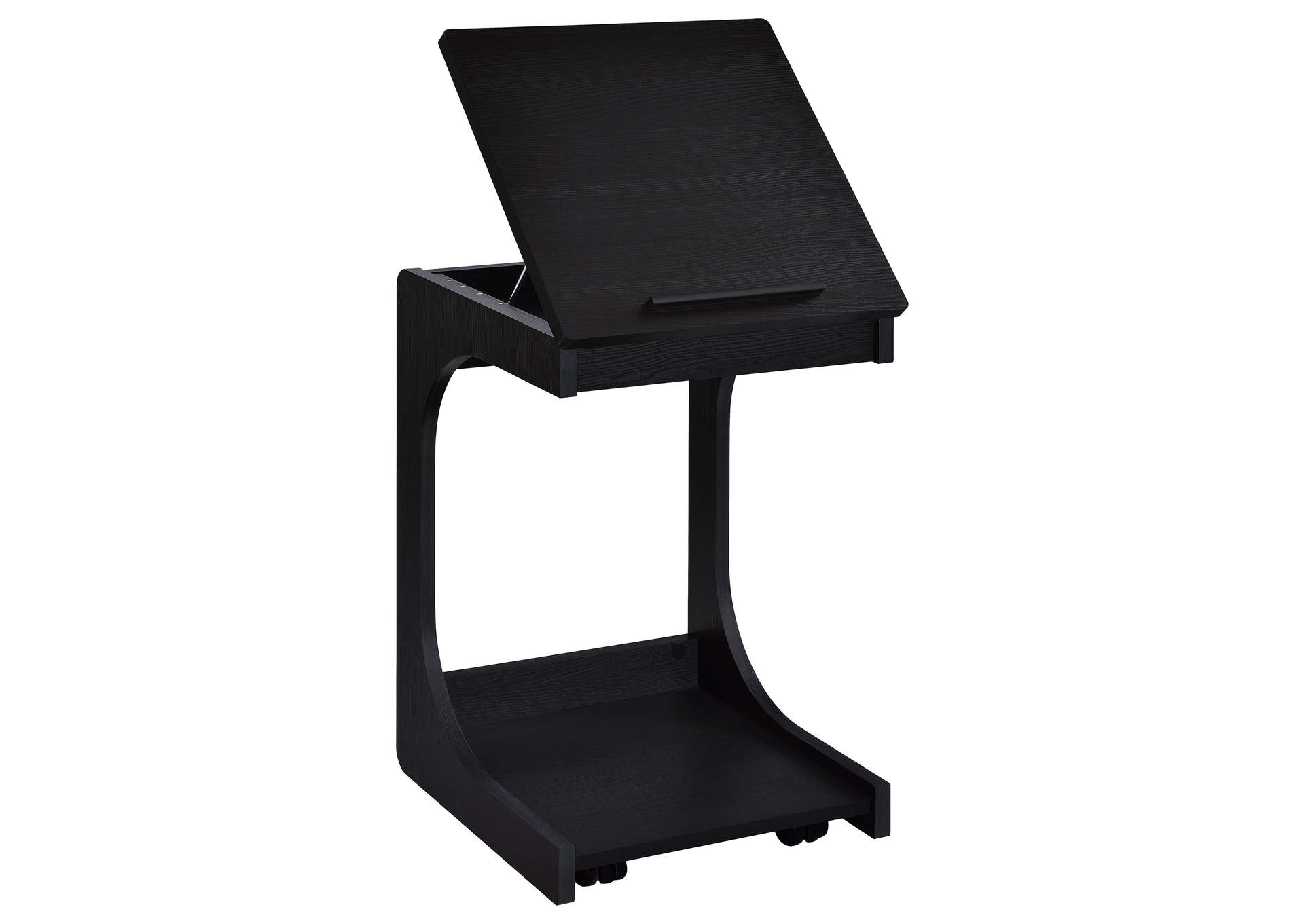 Ralston C-Shaped Lift-Top Sofa Side Table With Casters Black image 8