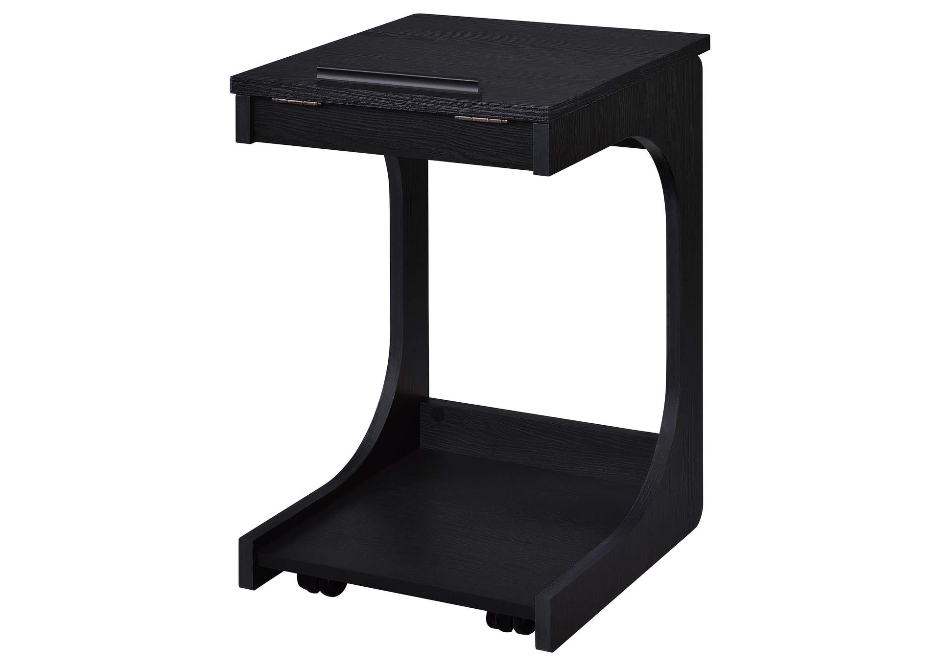 Ralston C-Shaped Lift-Top Sofa Side Table With Casters Black image 10