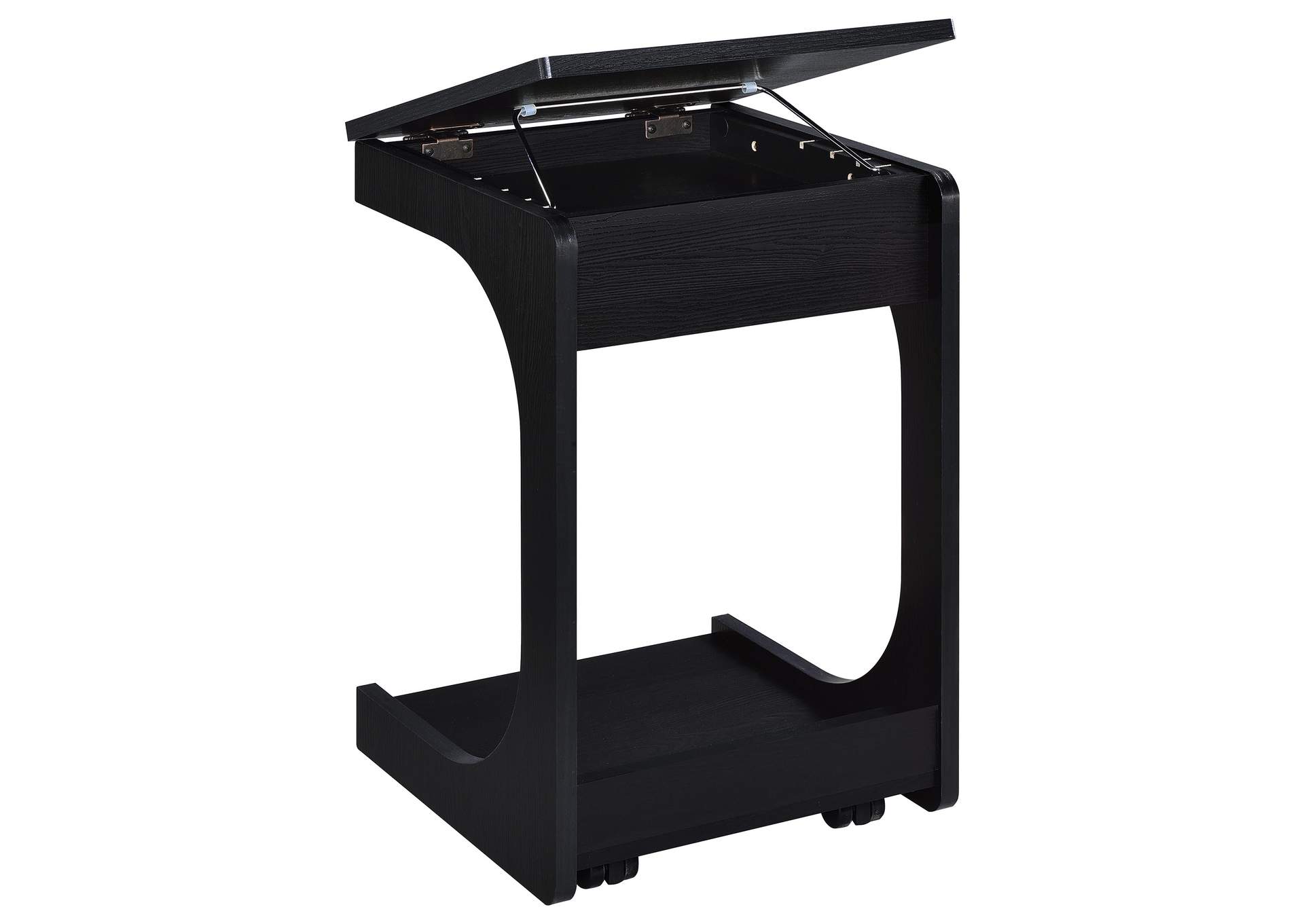 Ralston C-Shaped Lift-Top Sofa Side Table With Casters Black image 13