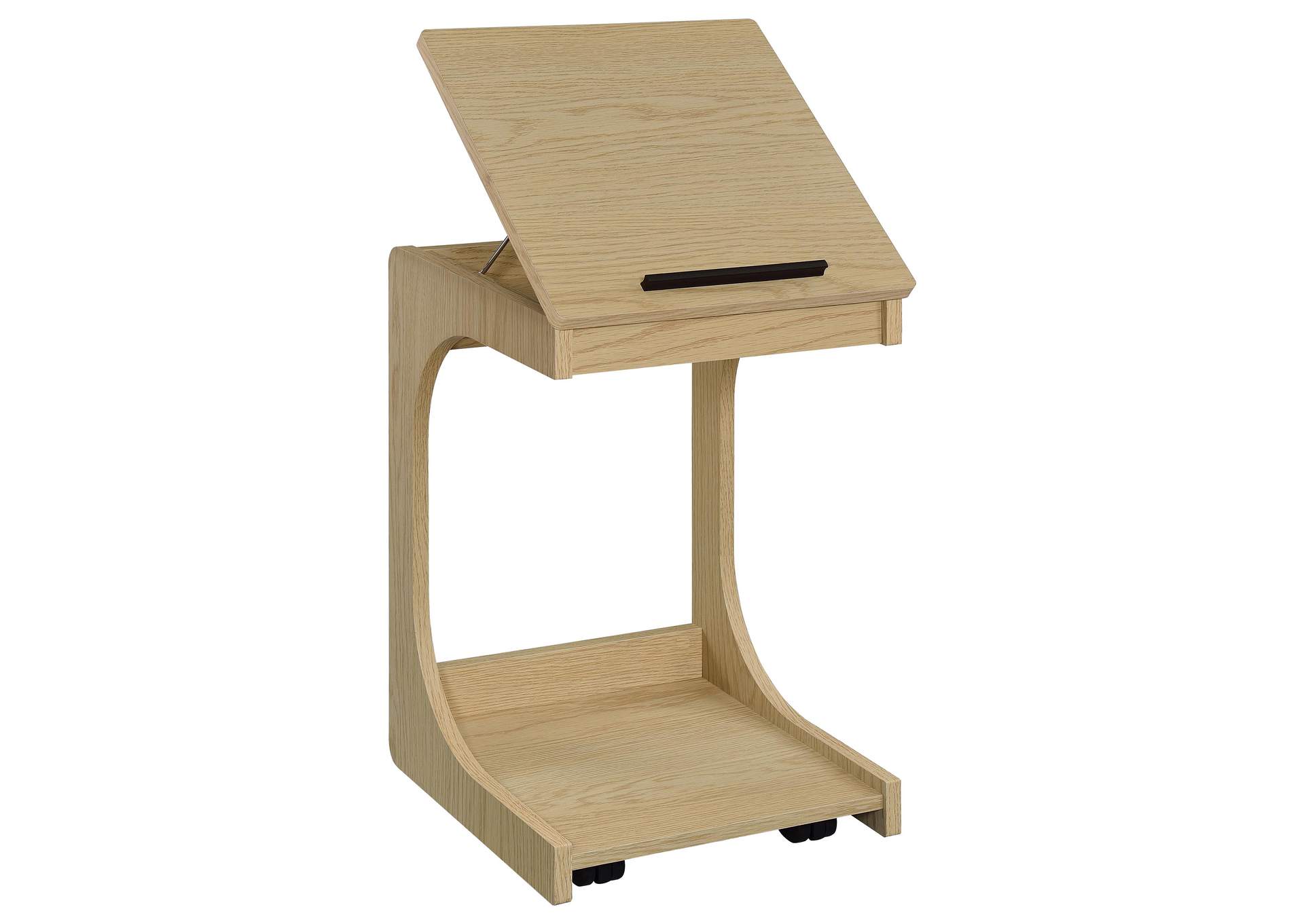 Ralston C-Shaped Lift-Top Sofa Side Table With Casters Light Oak image 7