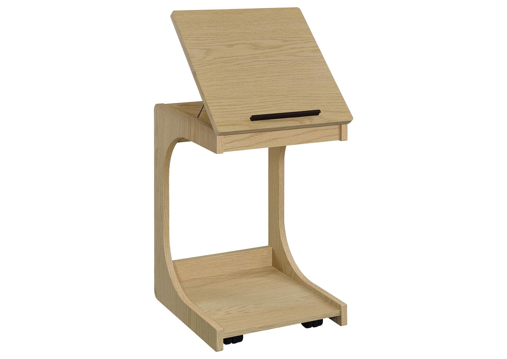 Ralston C-Shaped Lift-Top Sofa Side Table With Casters Light Oak image 8
