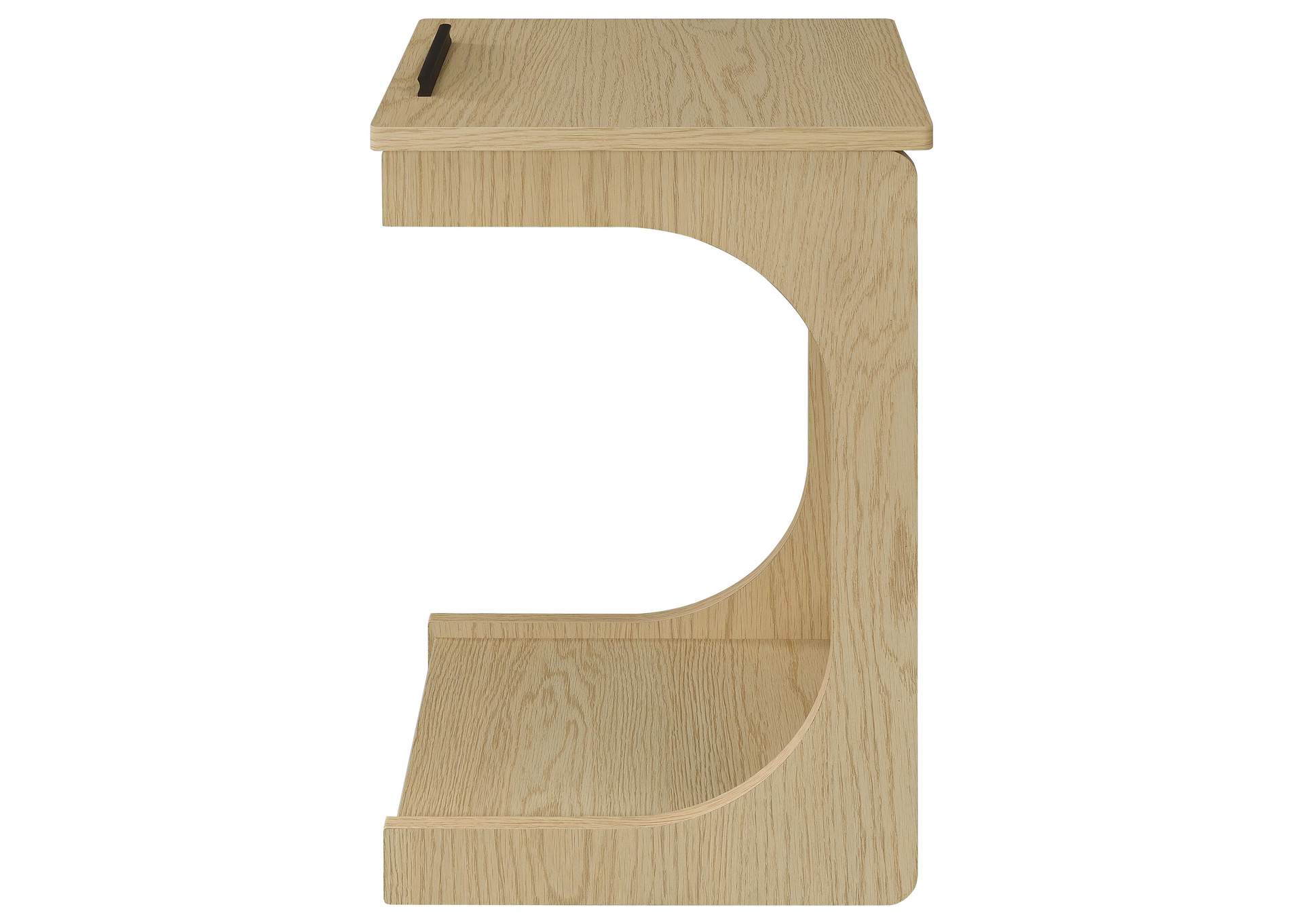 Ralston C-Shaped Lift-Top Sofa Side Table With Casters Light Oak image 11