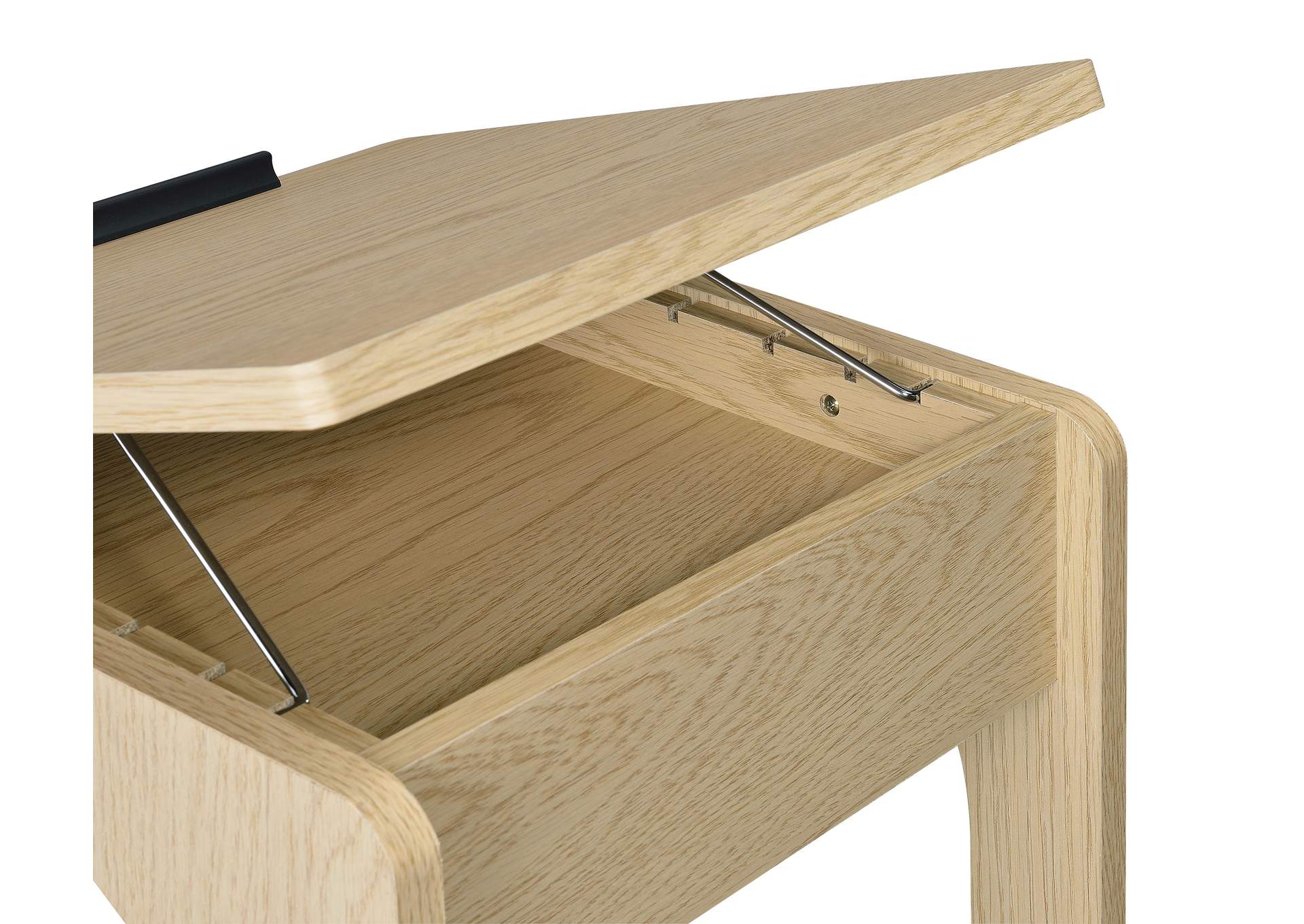 Ralston C-Shaped Lift-Top Sofa Side Table With Casters Light Oak image 14