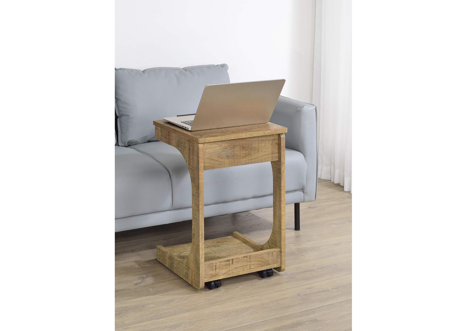 Ralston C-Shaped Lift-Top Sofa Side Table With Casters Mango image 3
