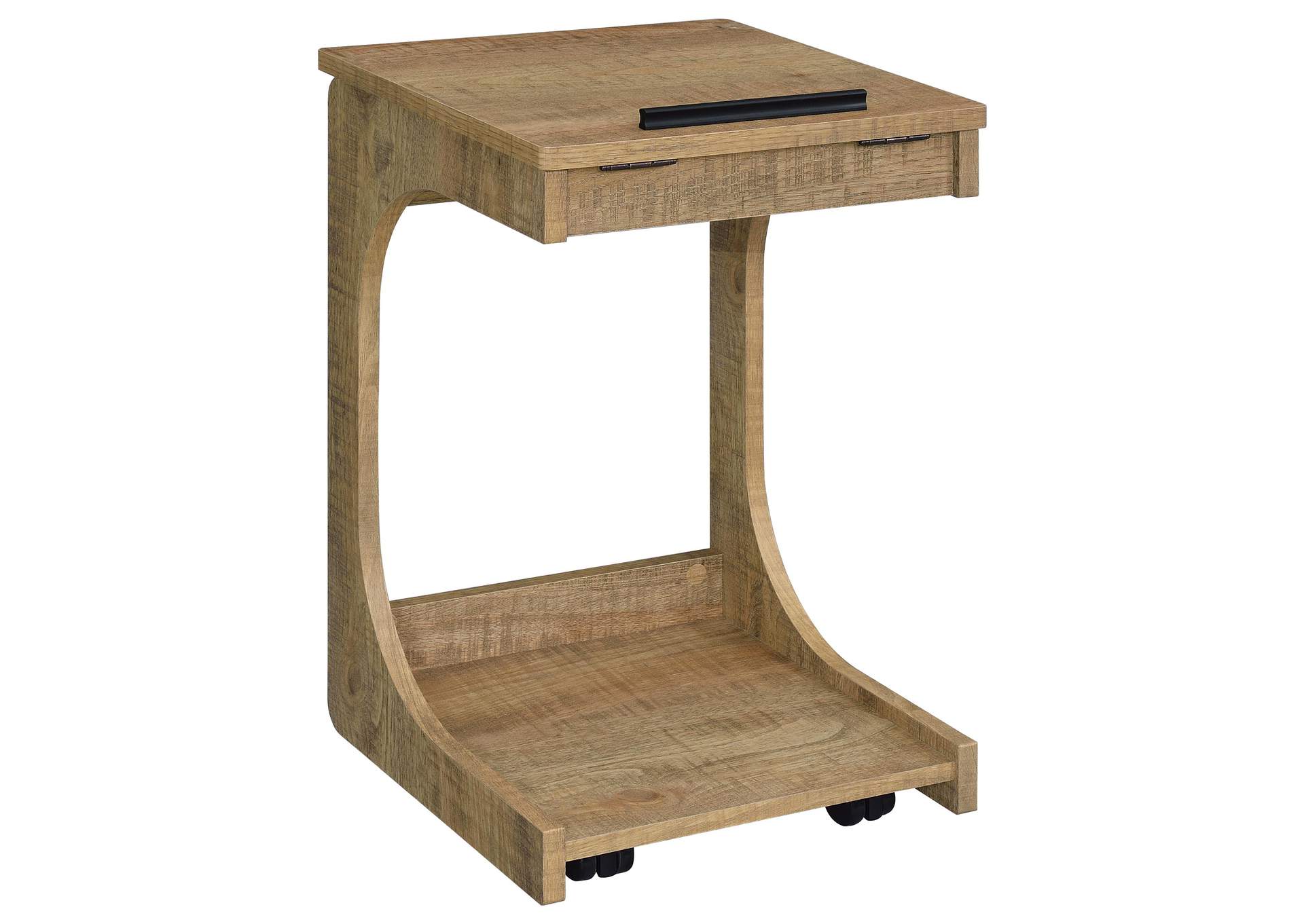 Ralston C-Shaped Lift-Top Sofa Side Table With Casters Mango image 1