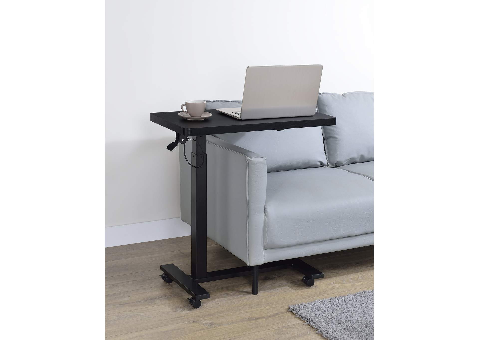 Westpark Pneumatic Adjustable C-Shape Side Table with Casters Black image 3