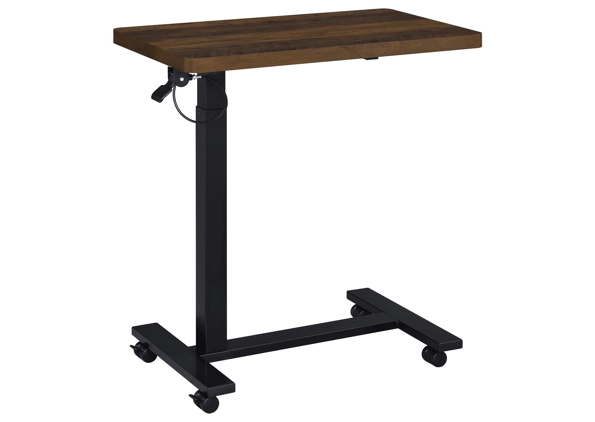 Westpark Pneumatic Adjustable C-Shape Side Table with Casters Dark Pine image 1