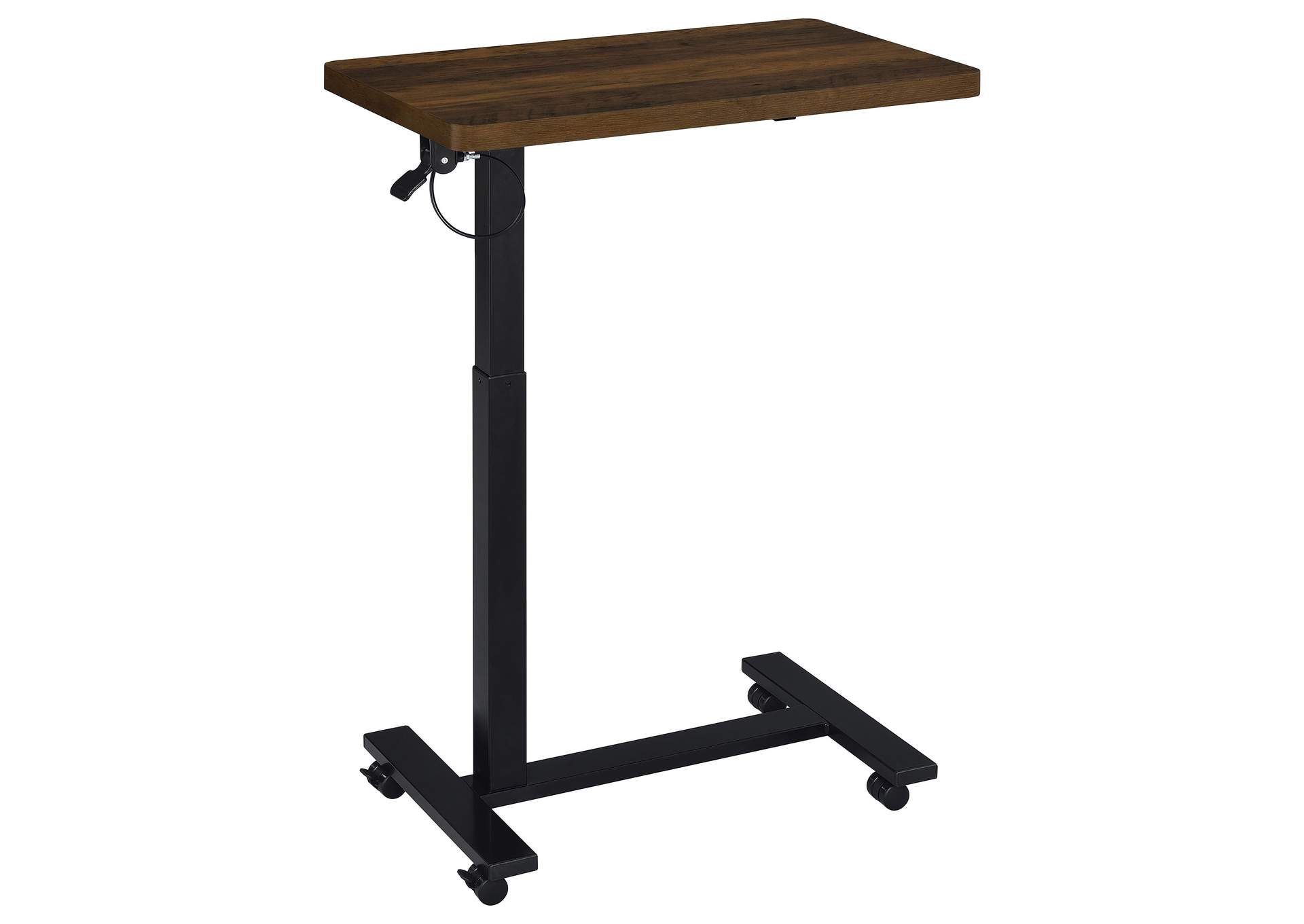 Westpark Pneumatic Adjustable C-Shape Side Table with Casters Dark Pine image 5