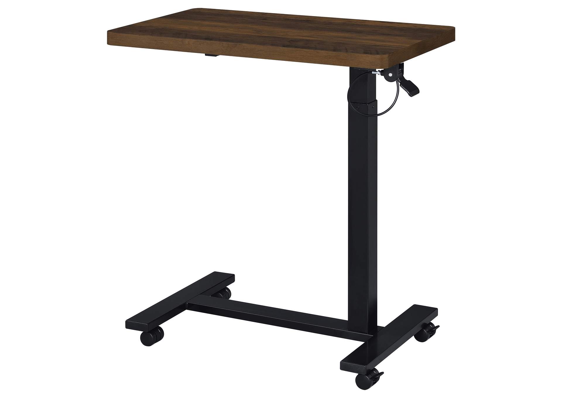 Westpark Pneumatic Adjustable C-Shape Side Table with Casters Dark Pine image 8