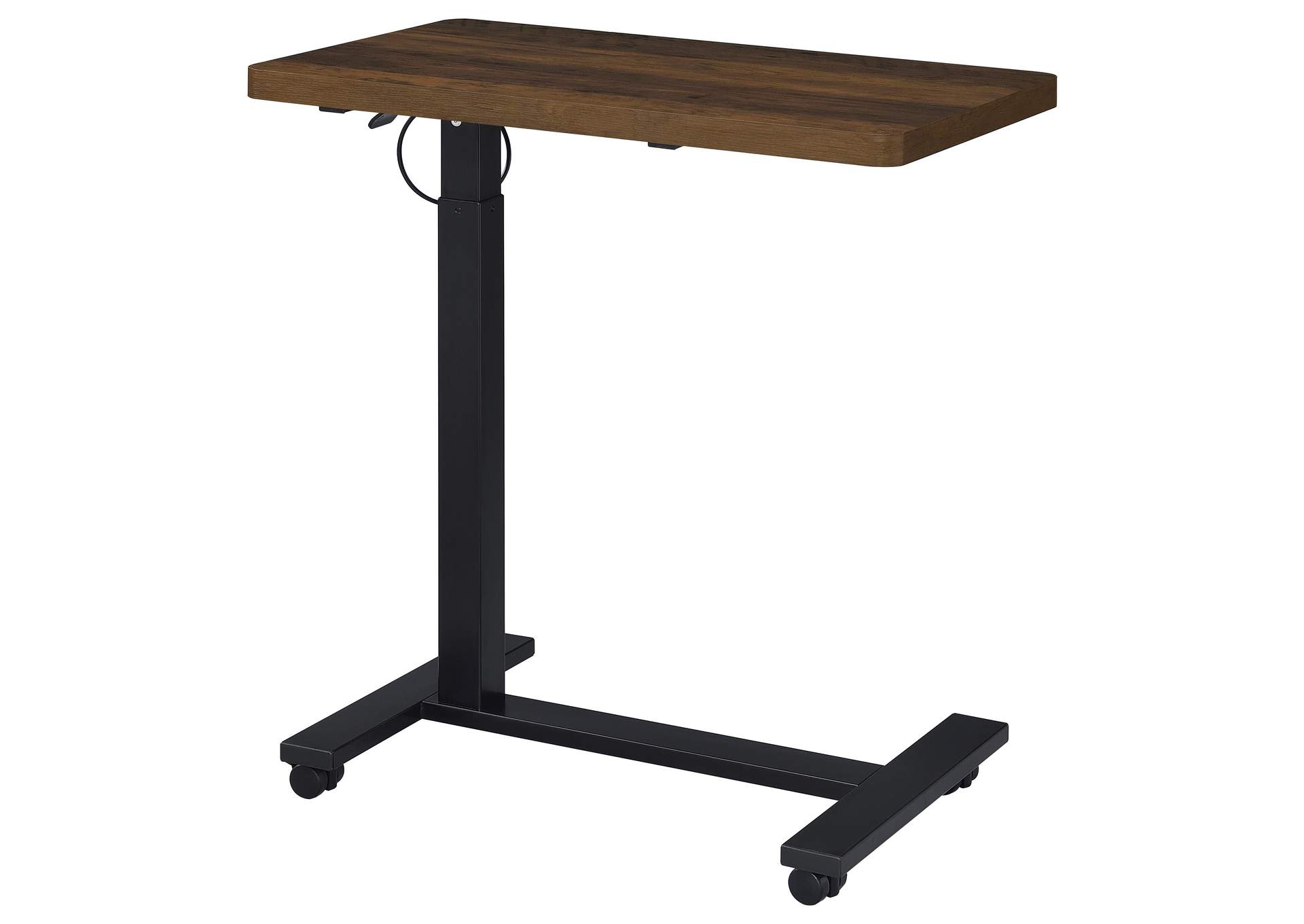 Westpark Pneumatic Adjustable C-Shape Side Table with Casters Dark Pine image 11
