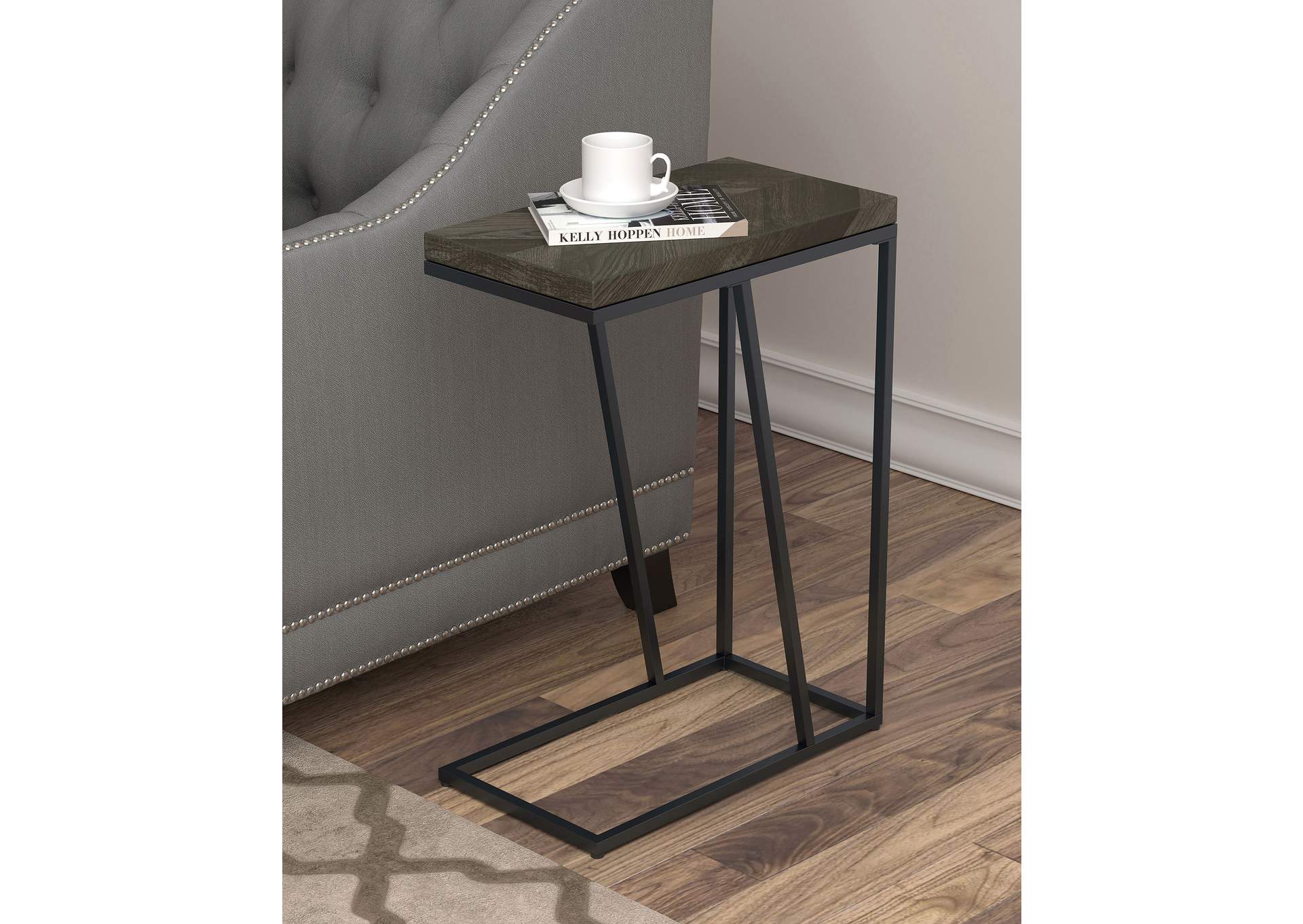 Sergio Chevron Rectangular Accent Table Rustic Grey