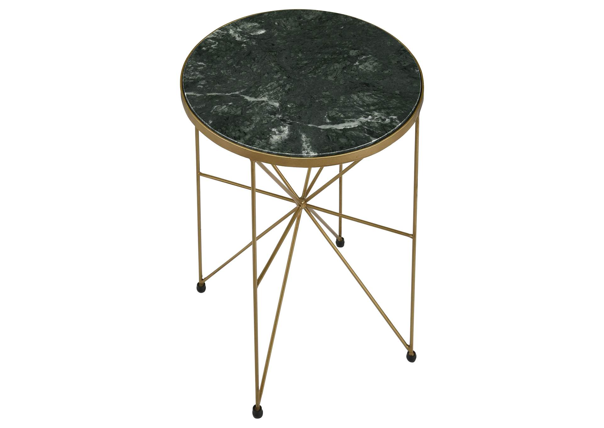 Eliska Round Accent Table with Marble Top Green and Antique Gold
