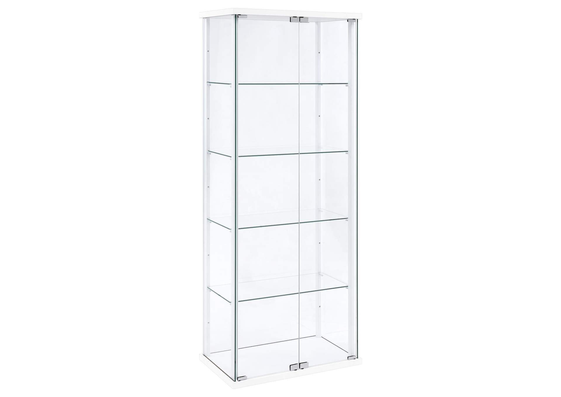 Delphinium 4-Shelf Clear Glass Curio Display Cabinet White image 1
