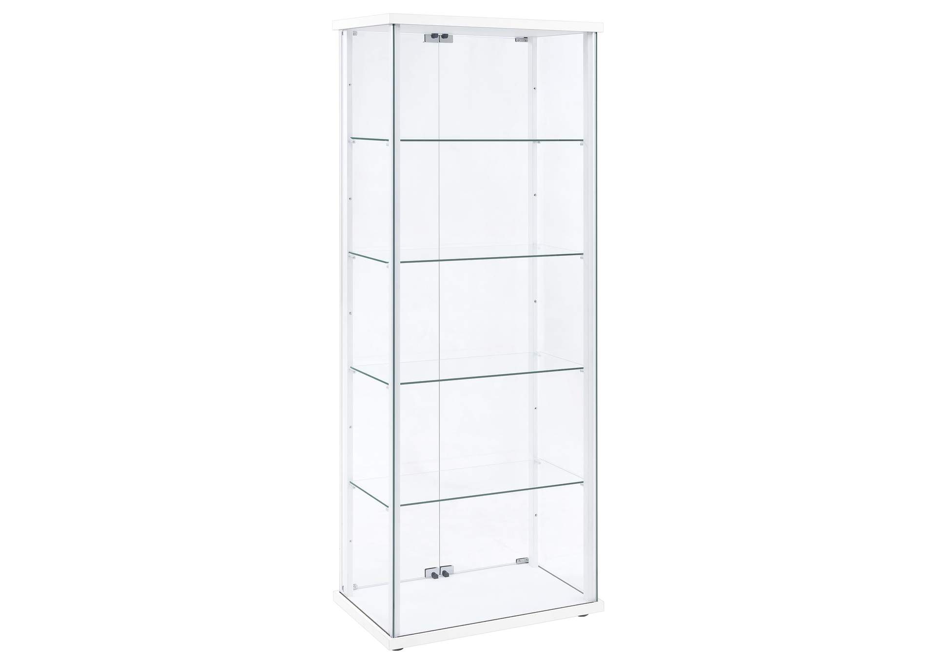 Delphinium 4-Shelf Clear Glass Curio Display Cabinet White image 7