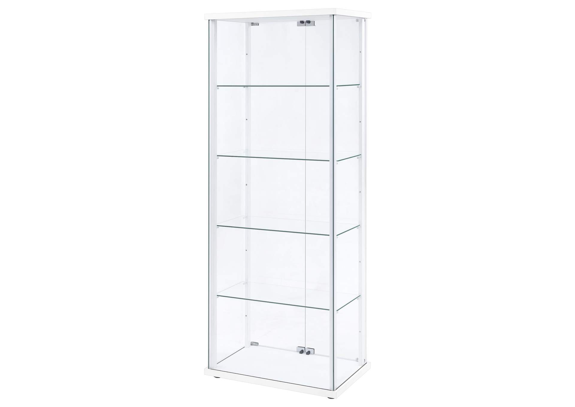 Delphinium 4-Shelf Clear Glass Curio Display Cabinet White image 9