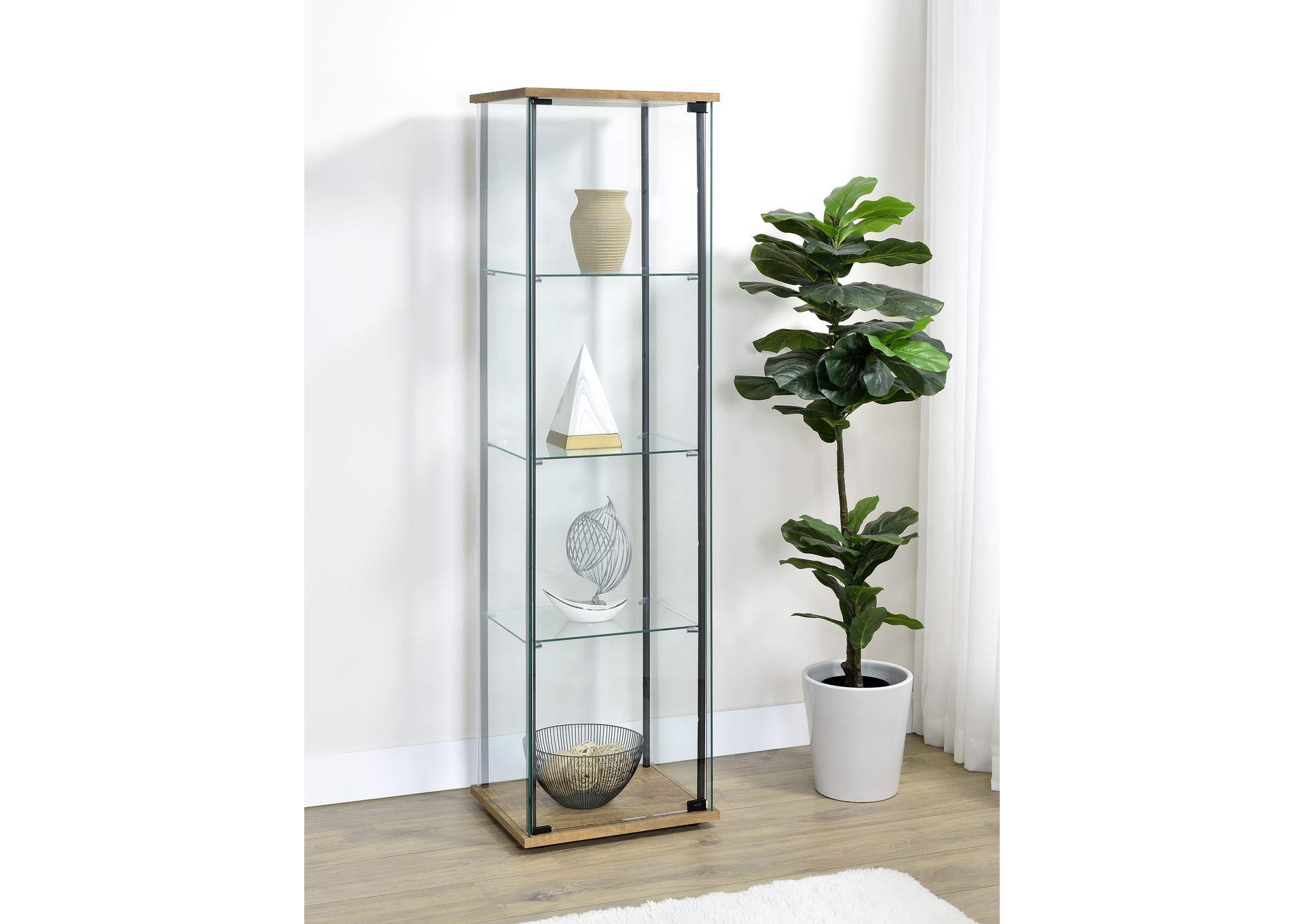 Bellatrix 3-shelf Clear Glass Curio Cabinet Mango image 3
