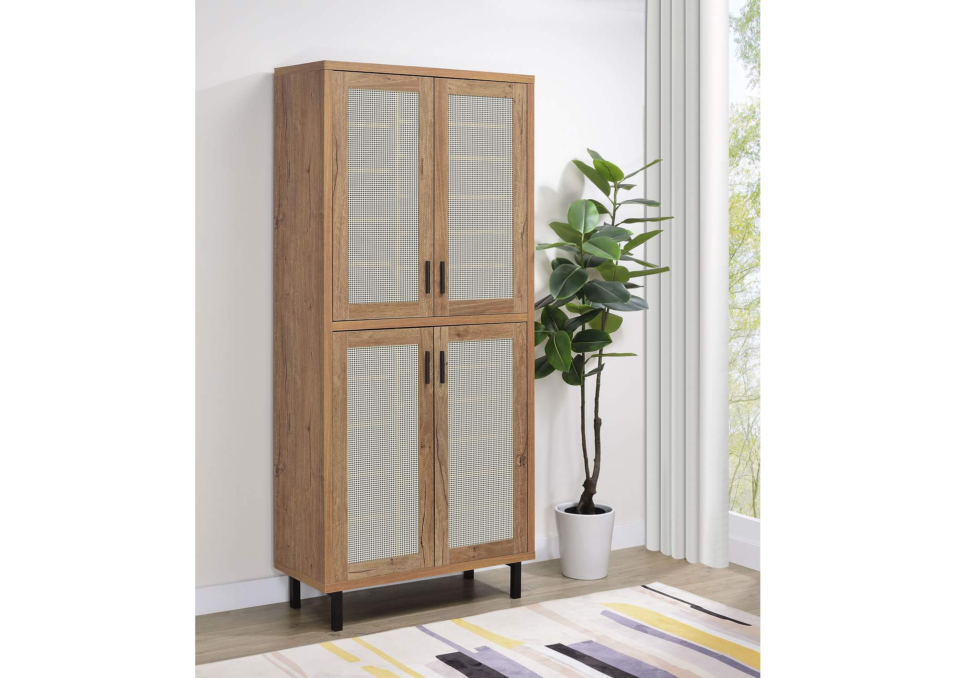 Teller 80-inch 4-door Tall Shoe Storage Cabinet Natural Oak