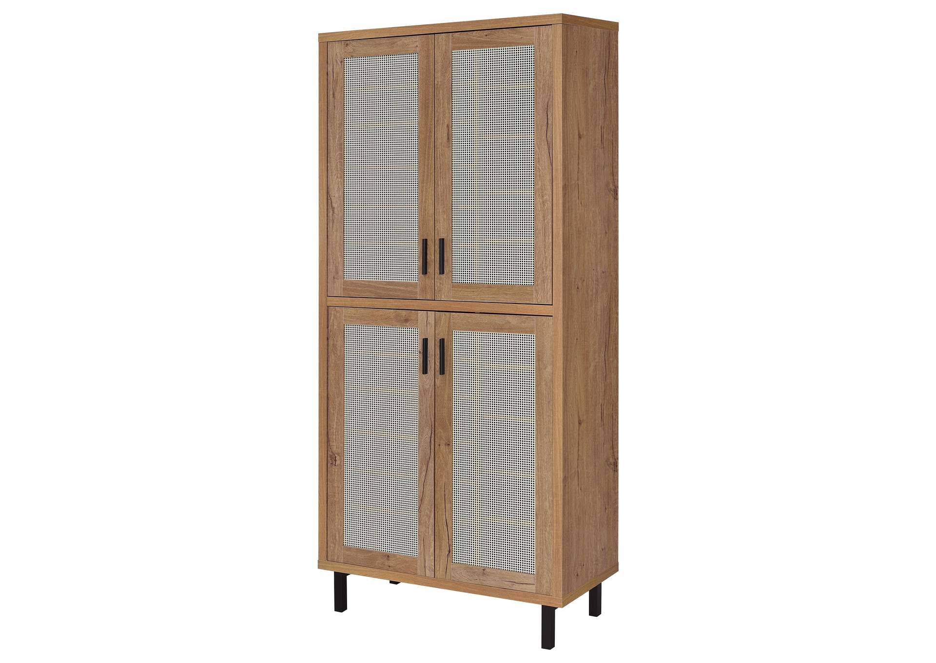 Teller 80-inch 4-door Tall Shoe Storage Cabinet Natural Oak