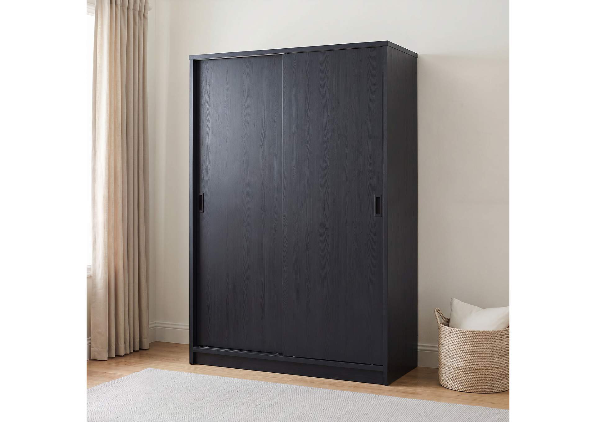 Noble 2-door Bedroom Wardrobe Storage Cabinet Armoire Black image 4