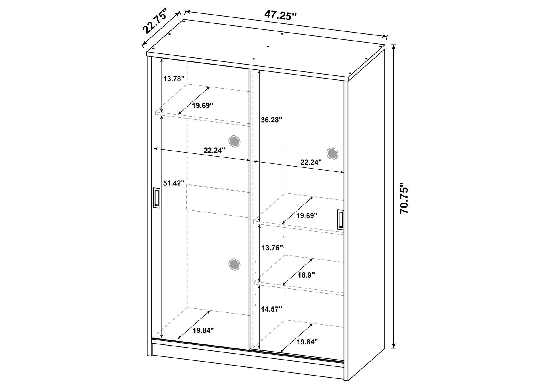 Noble 2-door Bedroom Wardrobe Storage Cabinet Armoire Latte image 14