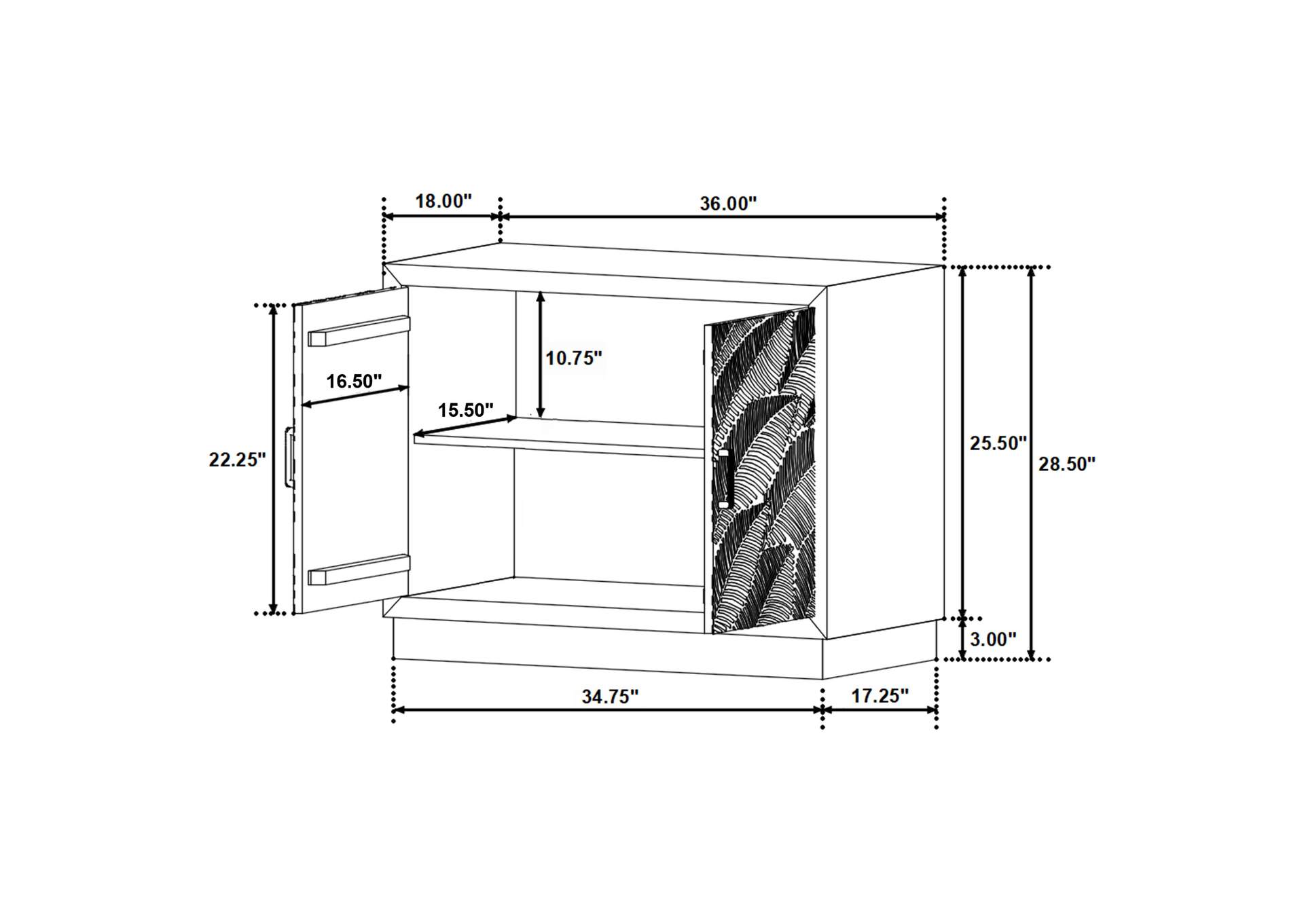 Kerrick 2-door Bone Inlay Accent Cabinet Beige and Black image 9