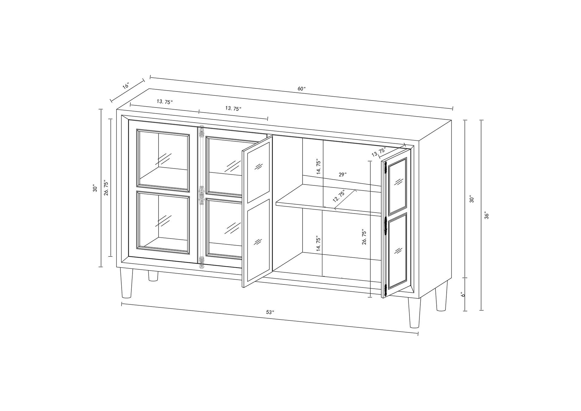 Mapleton 4-door Accent Cabinet Black