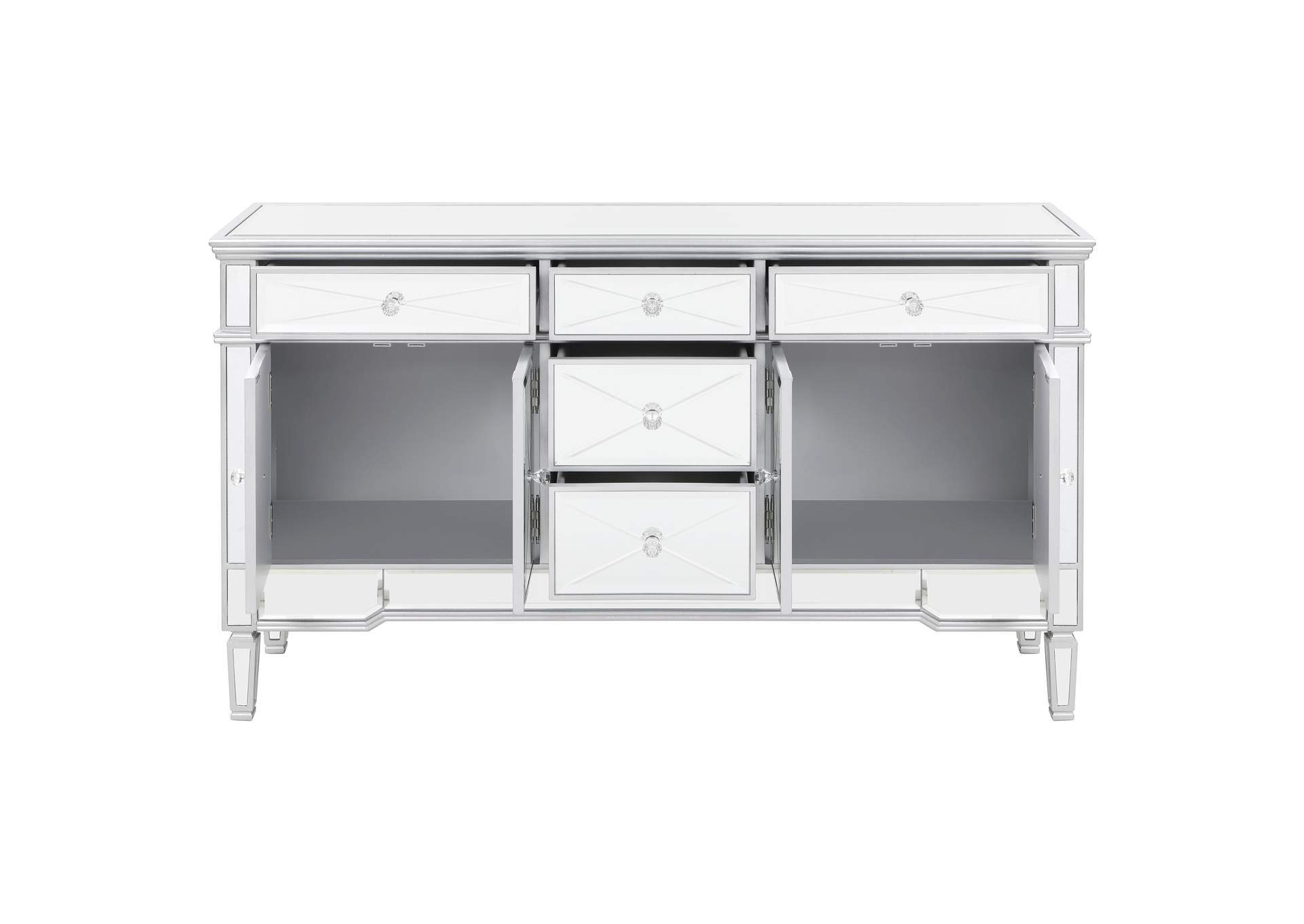 Duchess 5-drawer Mirrored Storage Accent Cabinet Silver