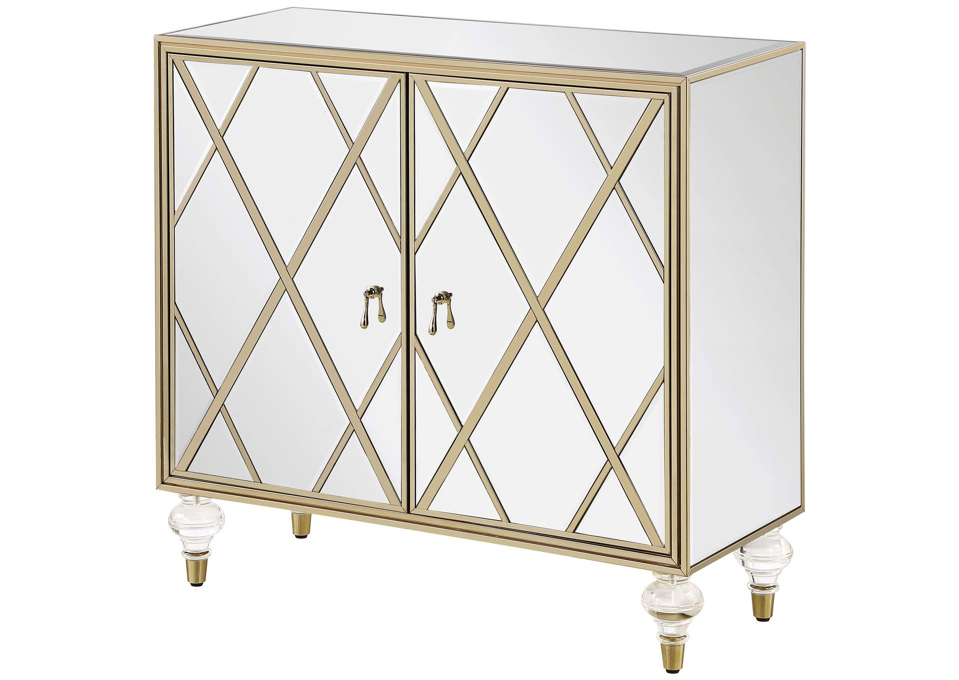 Astilbe 2-door Accent Cabinet Mirror and Champagne
