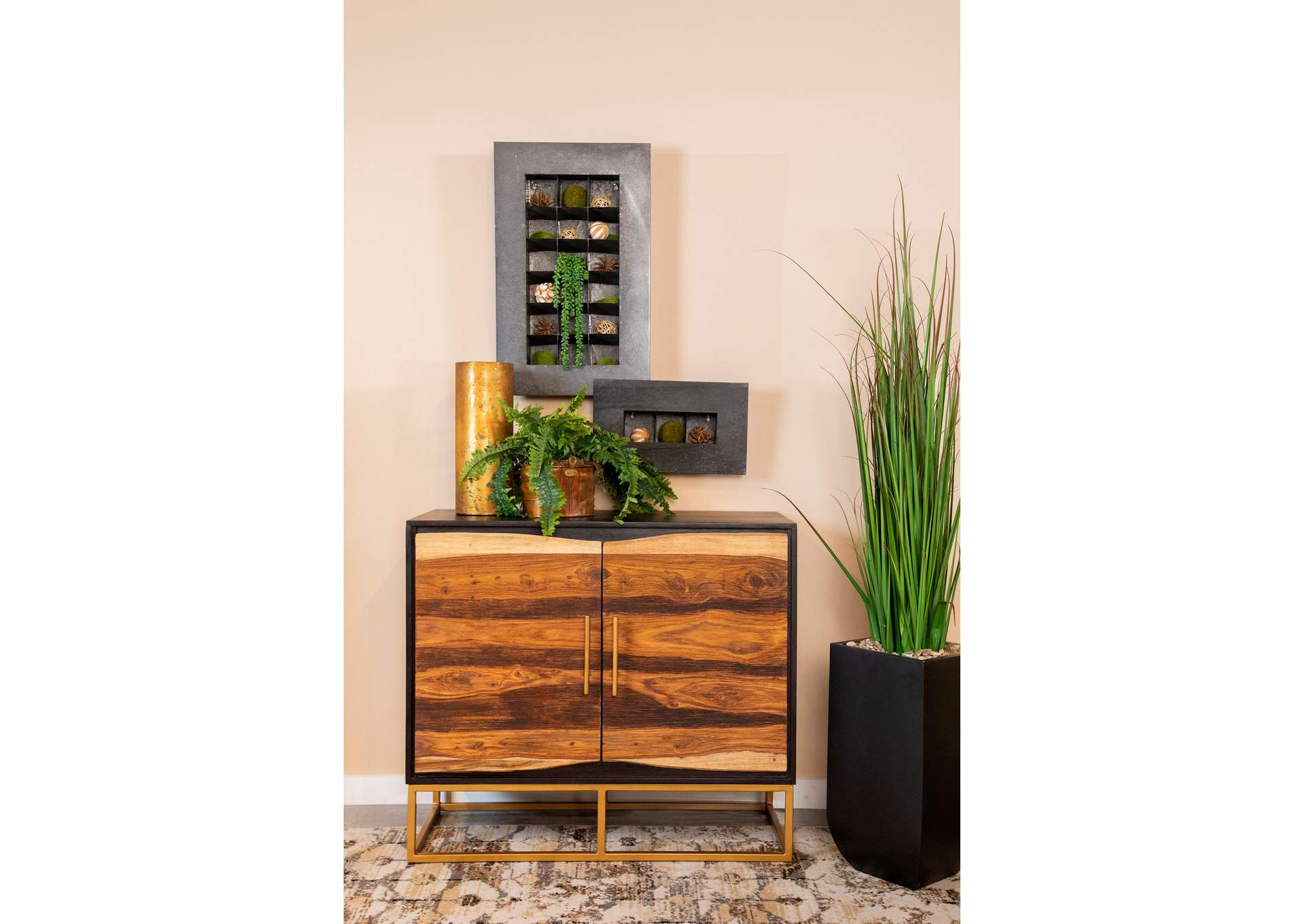 Zara 2-door 40-inch Wood Accent Storage Cabinet Black Walnut image 3