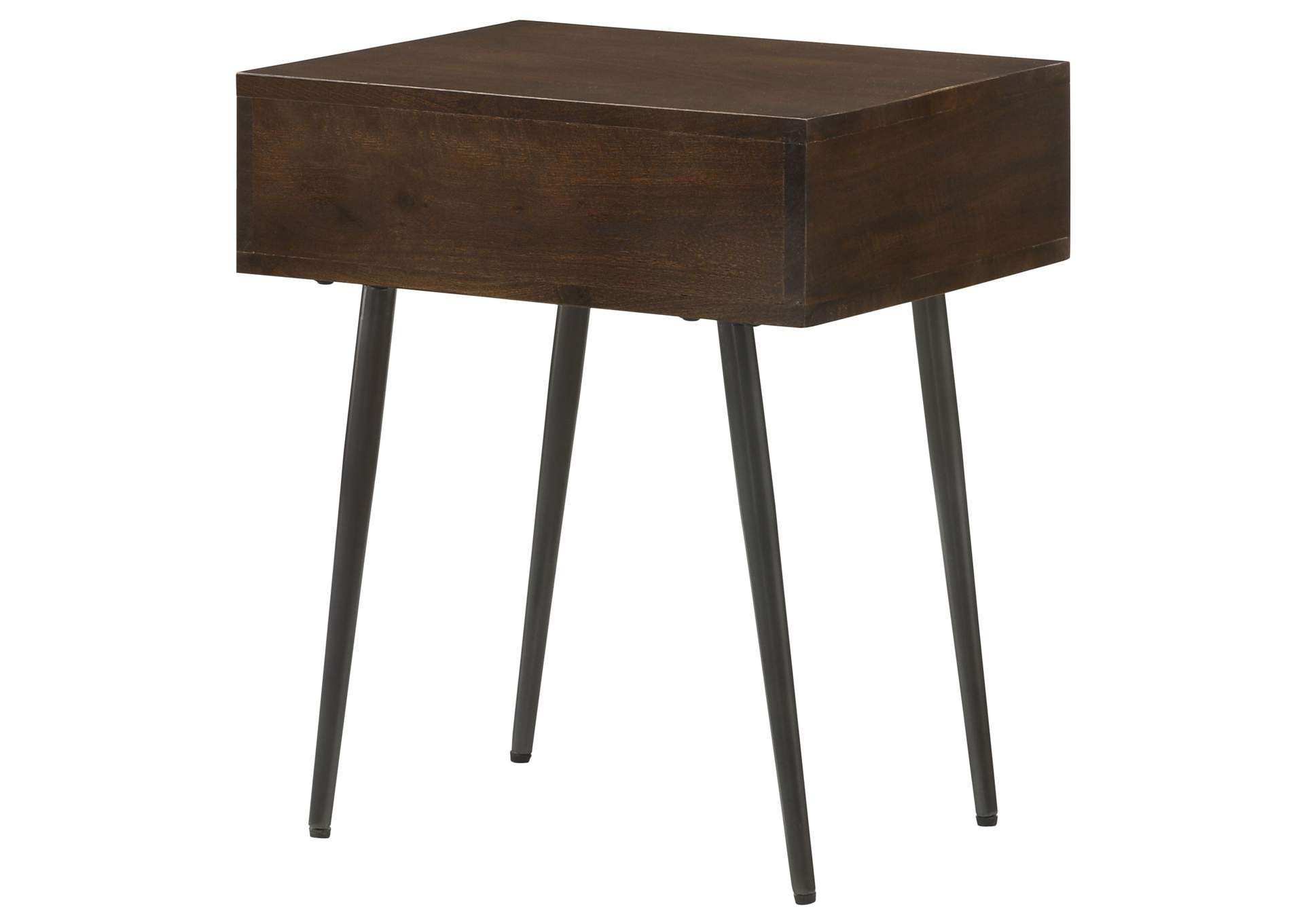 Ezra 1-drawer Rectangular Accent Side Table Coffee Brown