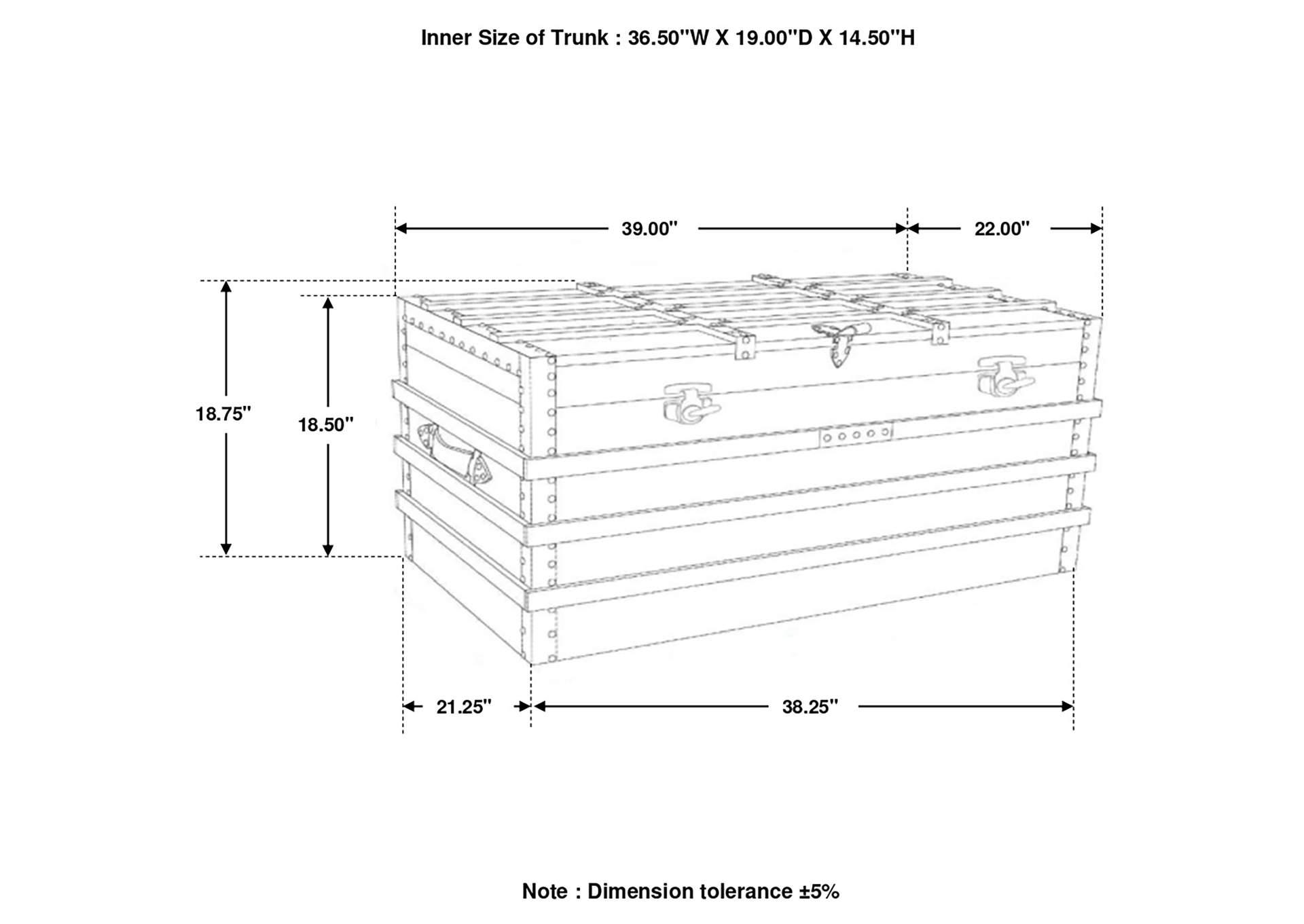 Simmons Rectangular Storage Trunk Natural and Black