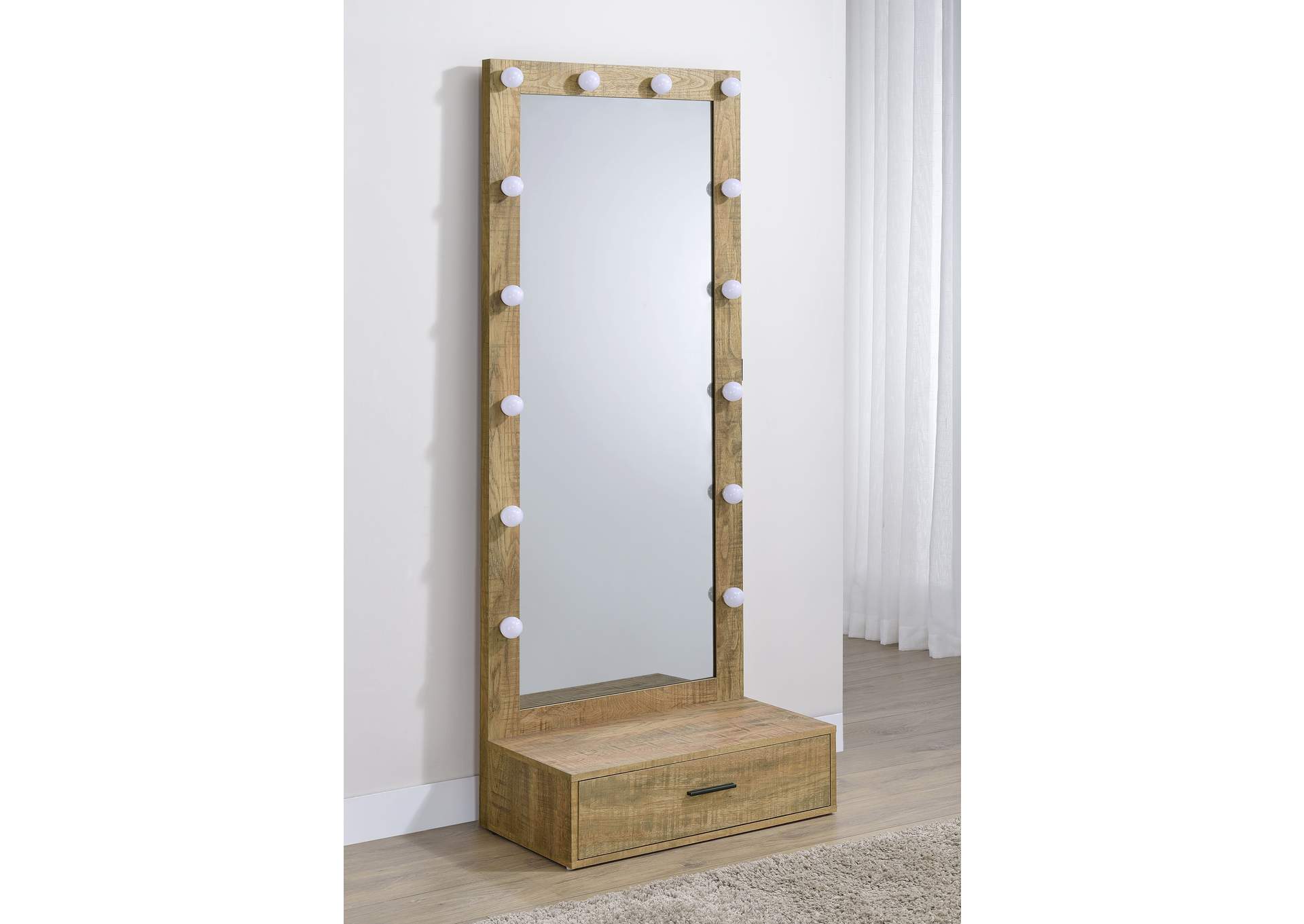 Spector 1-drawer Lighted Full-Length Floor Mirror Mango image 3