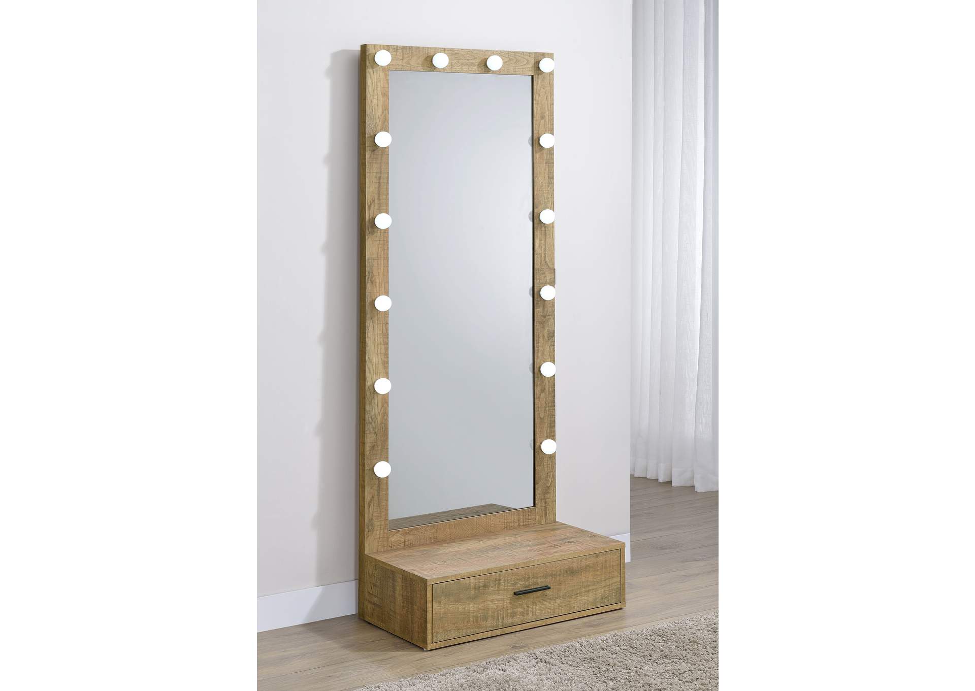 Spector 1-drawer Lighted Full-Length Floor Mirror Mango image 4