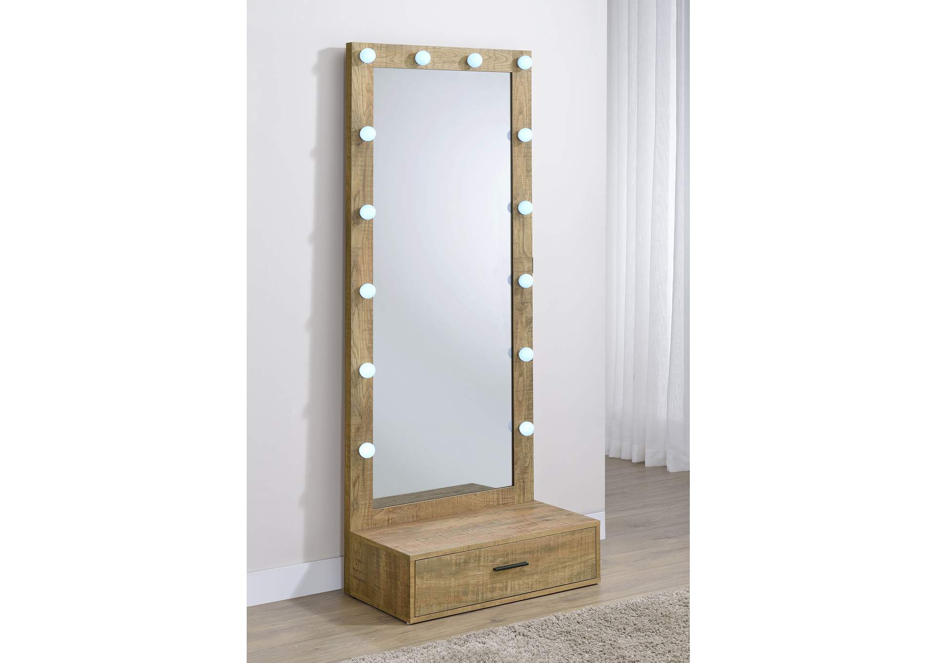 Spector 1-drawer Lighted Full-Length Floor Mirror Mango image 5