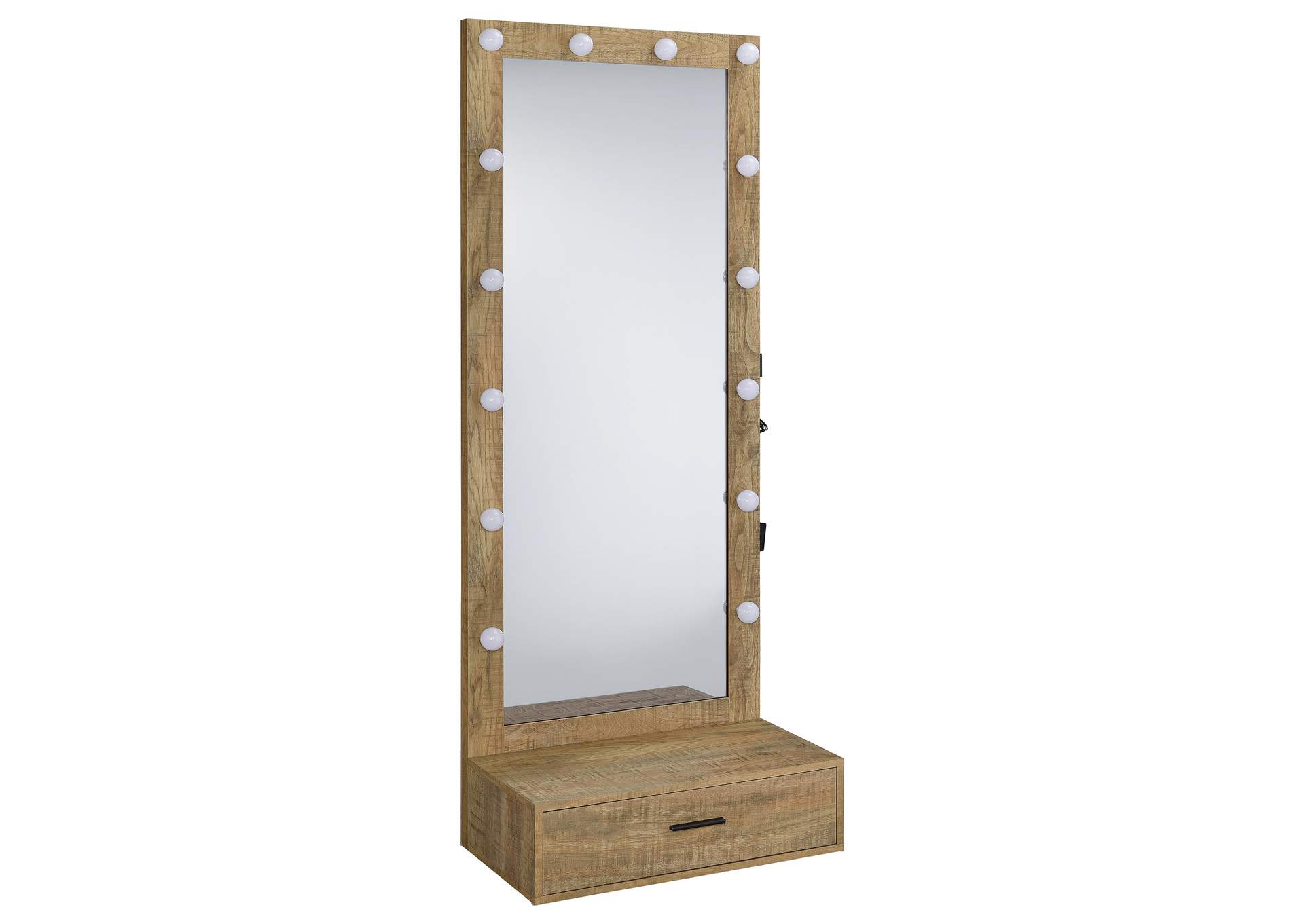 Spector 1-drawer Lighted Full-Length Floor Mirror Mango image 1