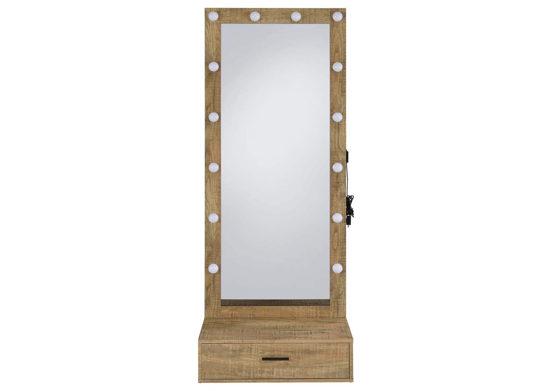 Spector 1-drawer Lighted Full-Length Floor Mirror Mango image 8