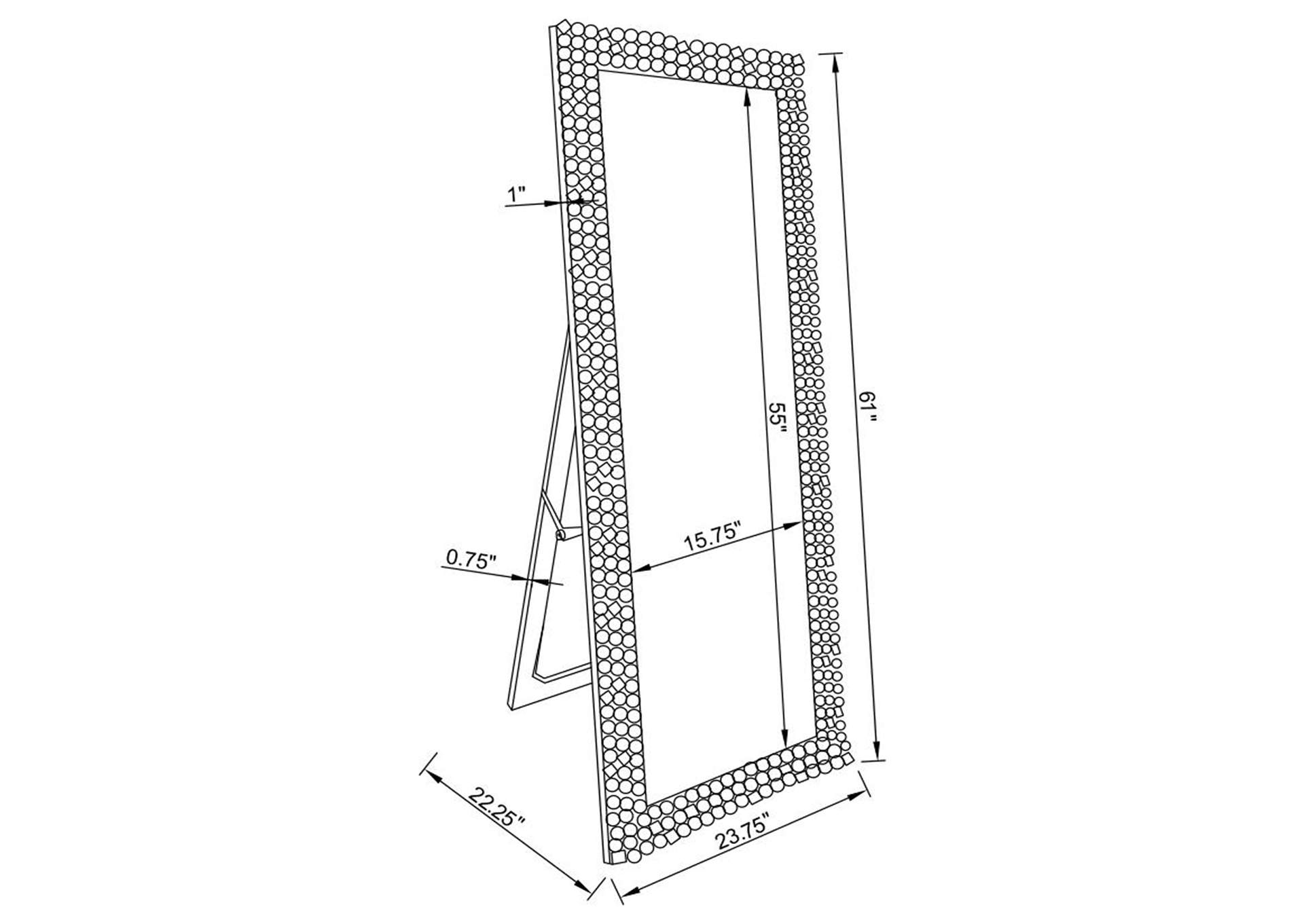 McKay Textural Frame Cheval Floor Mirror Silver and Smoky Grey